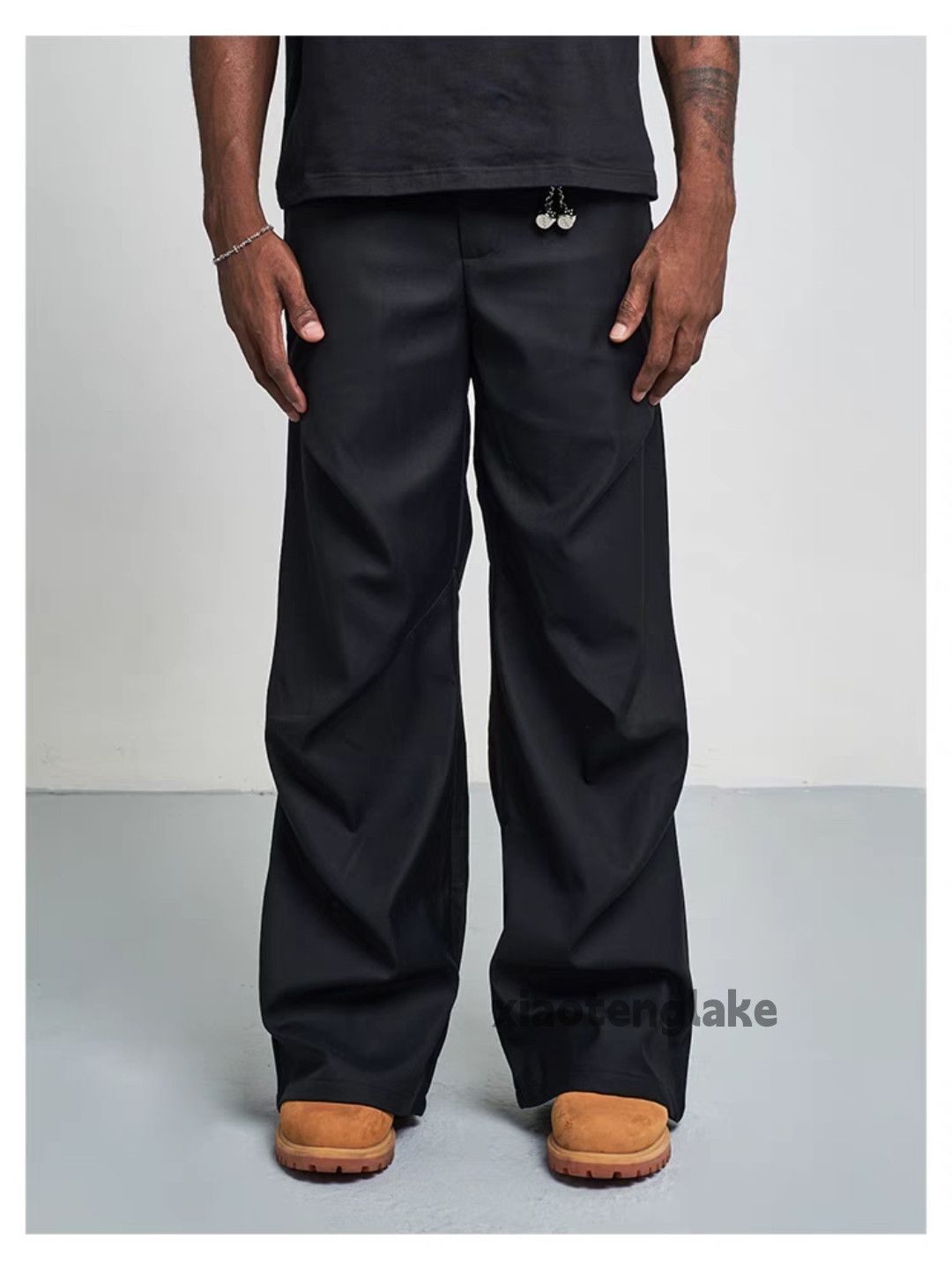 Unisex outdoor loose baggy flared pleated yuppie pants Menswear