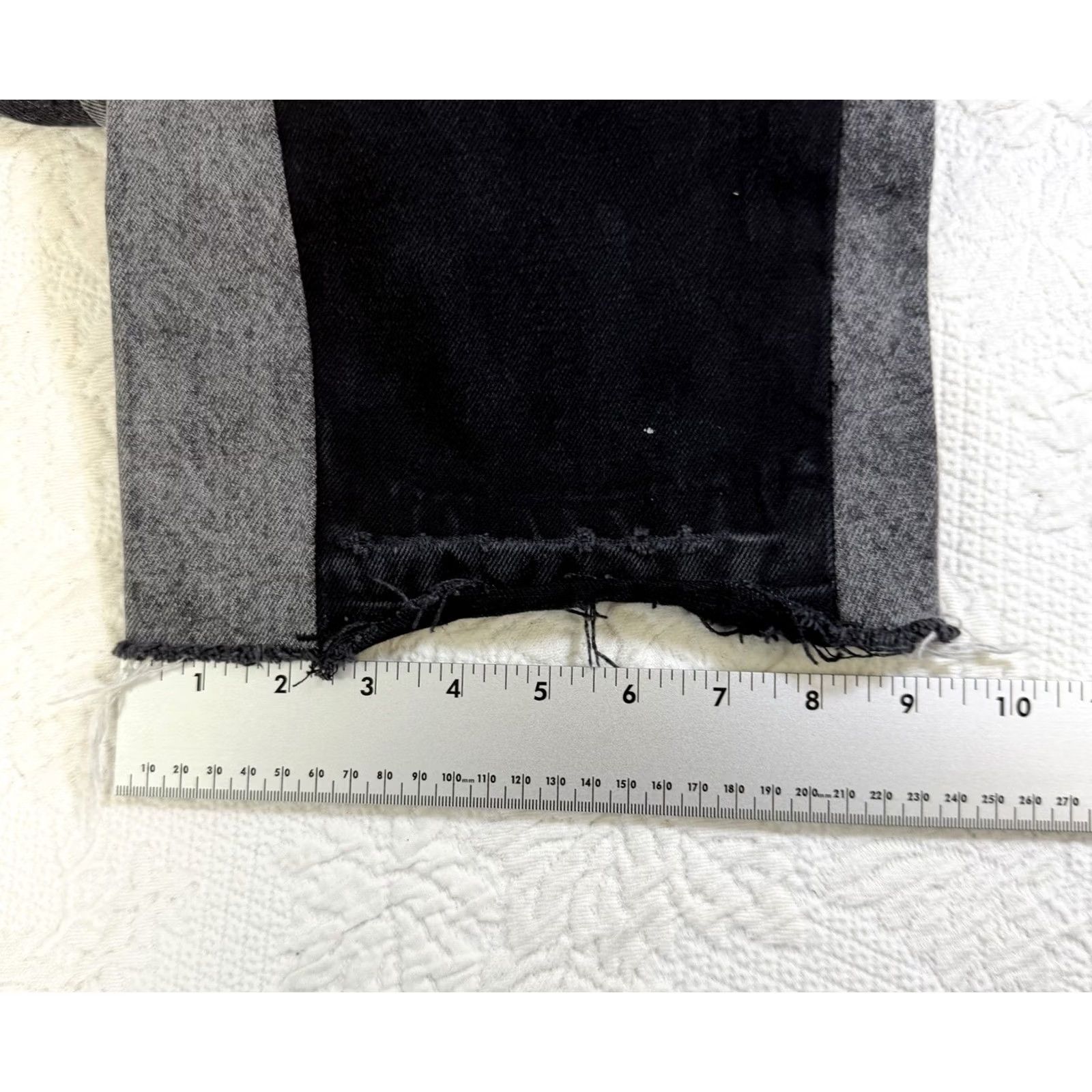 Gramicci AMICCI Jeans Contrast Side Panel Straight Denim Black/Grey 32x32 Distressed Raw Hem Patchwork Men Regular Size US 32 / EU 48 - 5 Thumbnail