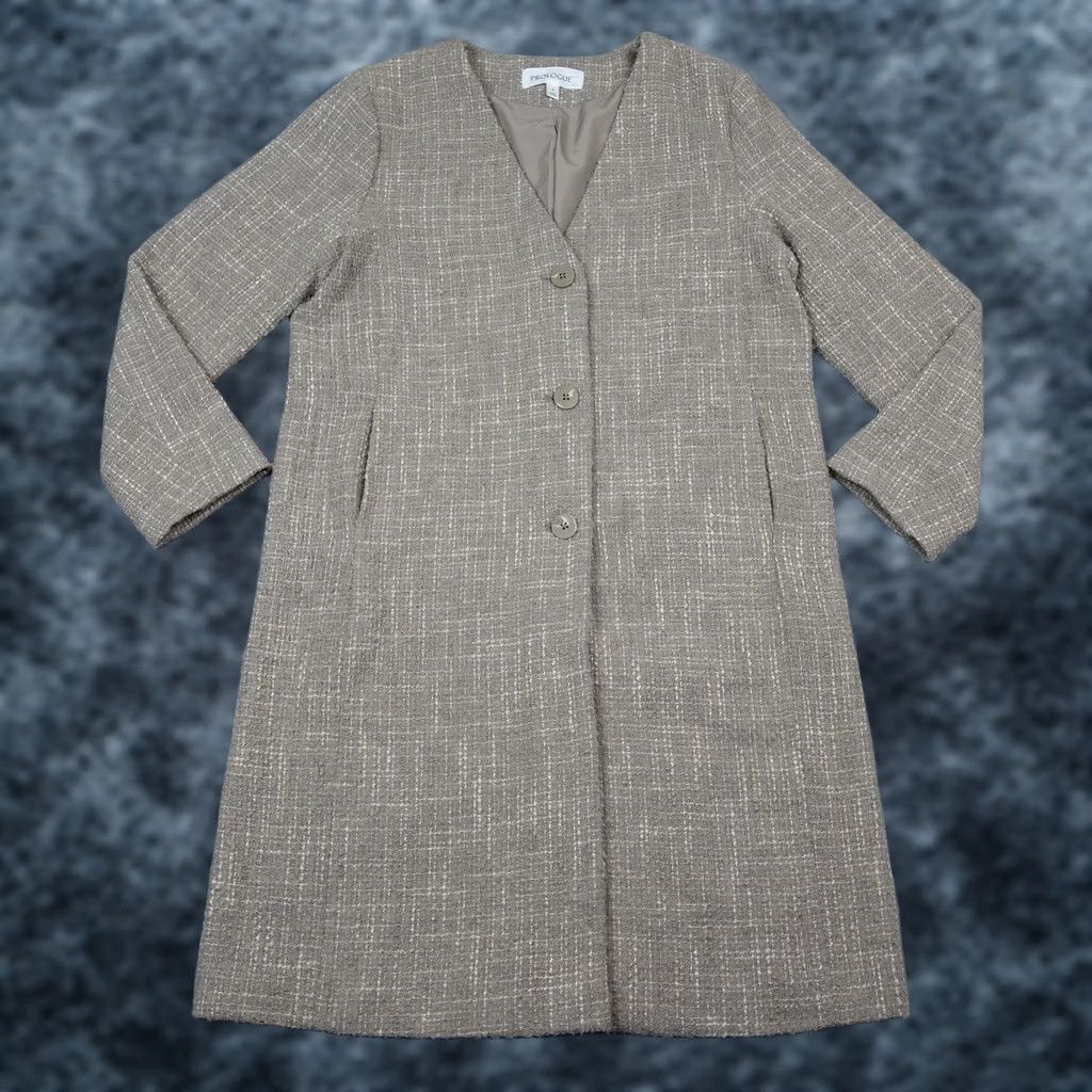 Vintage Prologue Coat Womens Small Beige Grey Overcoat 3 Button Long Trench Wool Tweed Coat S Ladies Womens Size S / US 4 / IT 40 - 1 Thumbnail