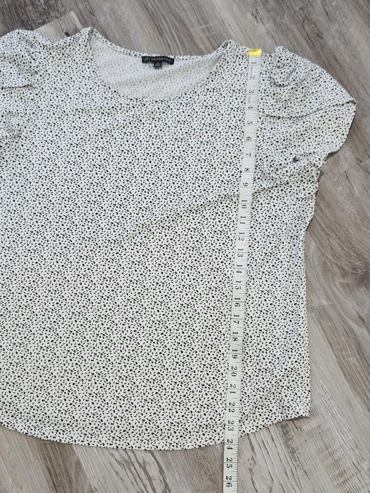 Designer Adrianna Papell Top XL Polka Dot Flutter SS Blouse White XL Size XL / US 12-14 / IT 48-50 - 7 Thumbnail