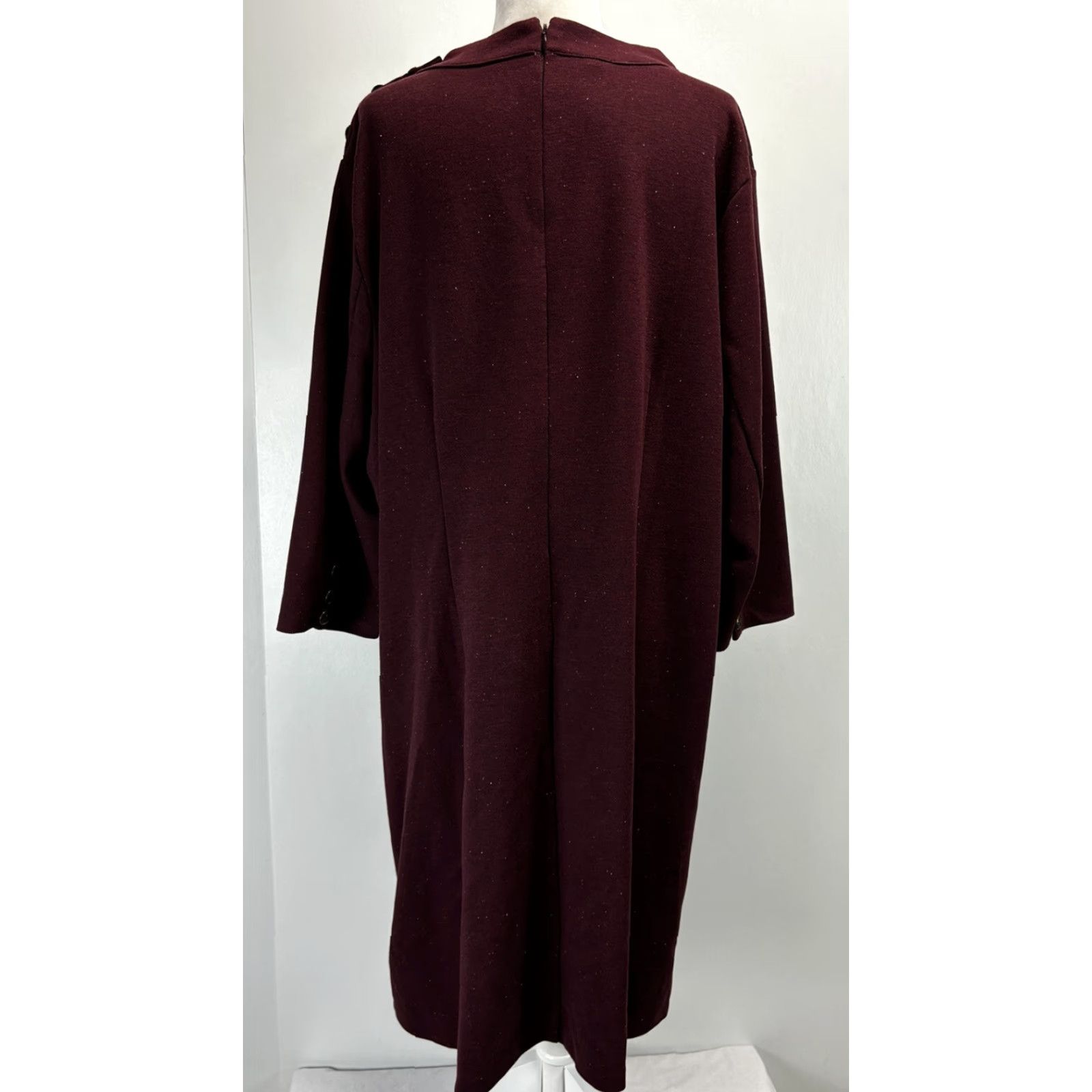 Talbots Talbots Dress Women 3X Plus Size Burgundy Shift Cotton Blend 3/4 Sleeve Knee Length Size XXL / US 16-18 / IT 52-54 - 3 Thumbnail