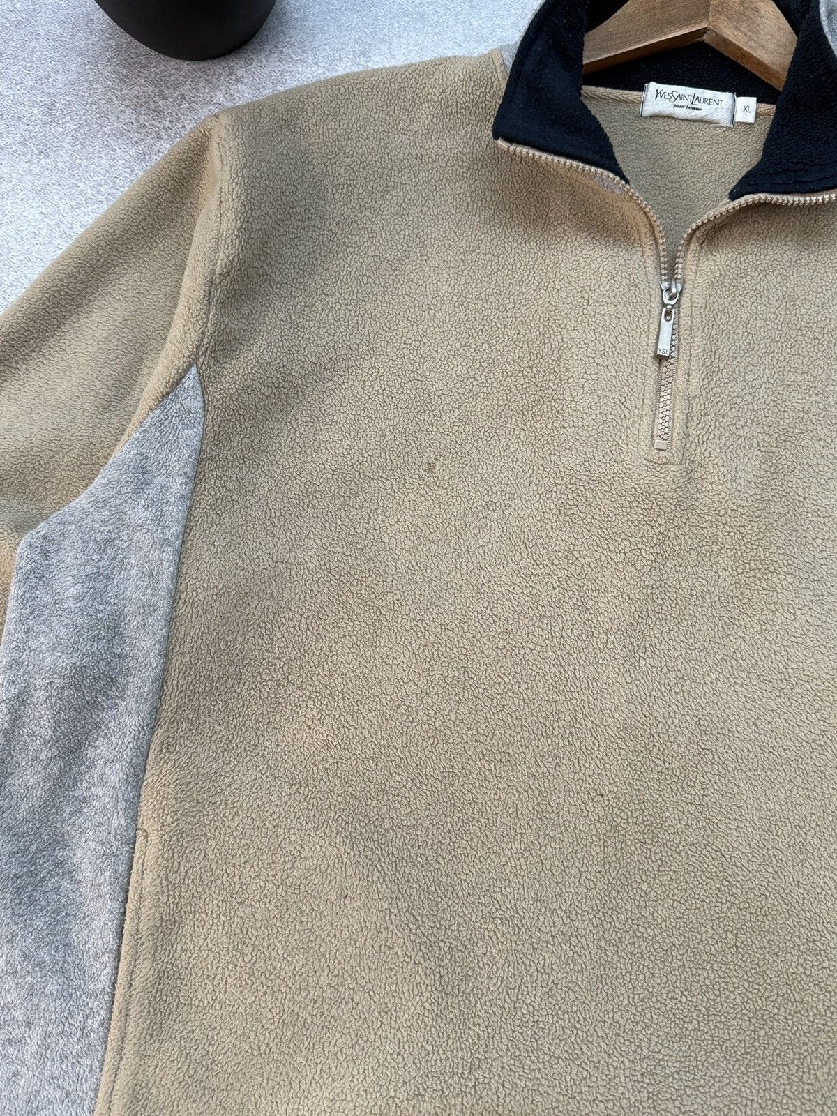 Yves Saint Laurent Yves Saint Laurent Fleece 1/4 Zip Men Distressed Sweatshirt Size US XL / EU 56 / 4 - 7 Thumbnail