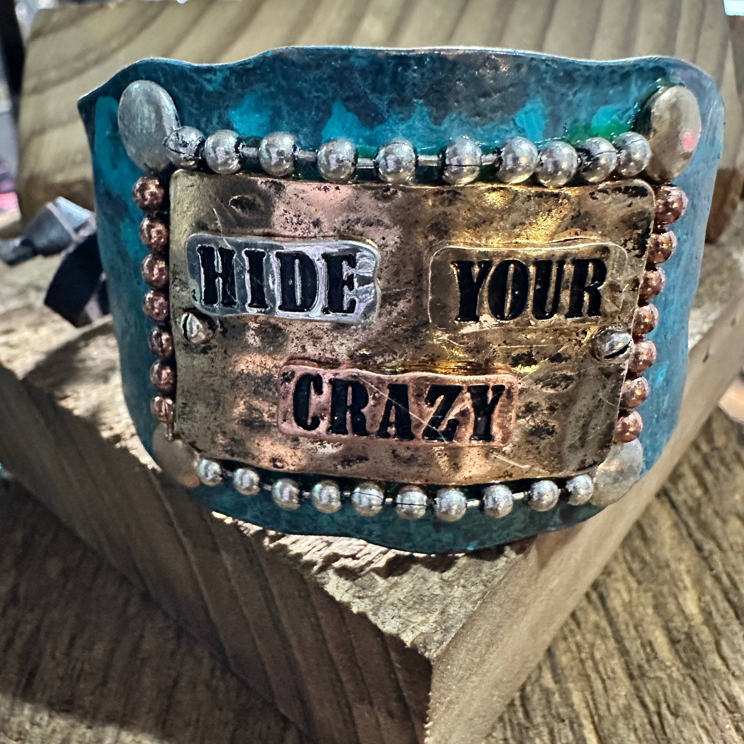 Other Hide Your Crazy Patina Western Bracelet Cuff with Adjustable Size ONE SIZE - 1 Thumbnail
