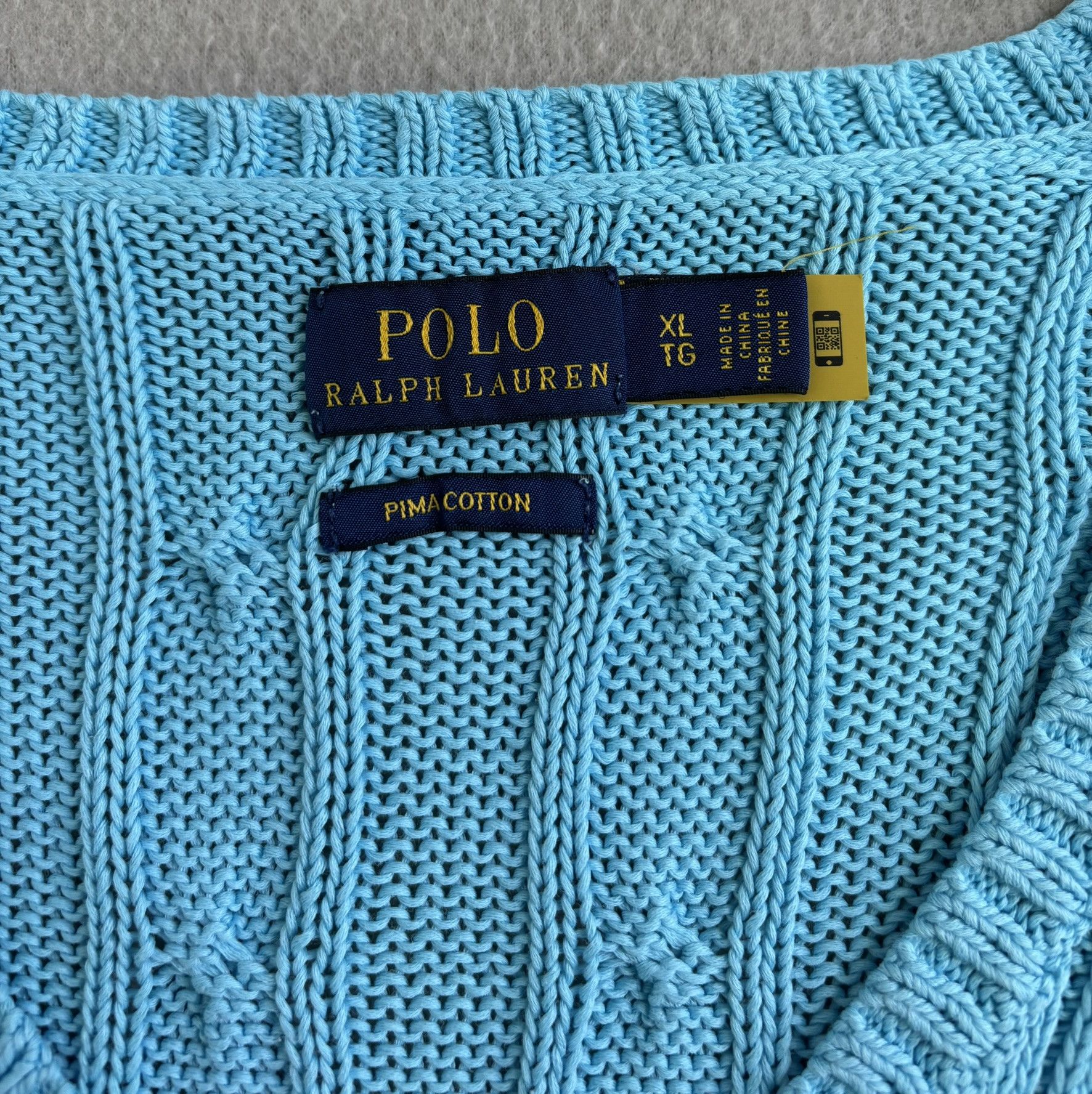 Polo Ralph Lauren Polo Ralph Lauren Cable V-Neck Baby Blue Sweater Size XL Size XL / US 12-14 / IT 48-50 - 9 Thumbnail