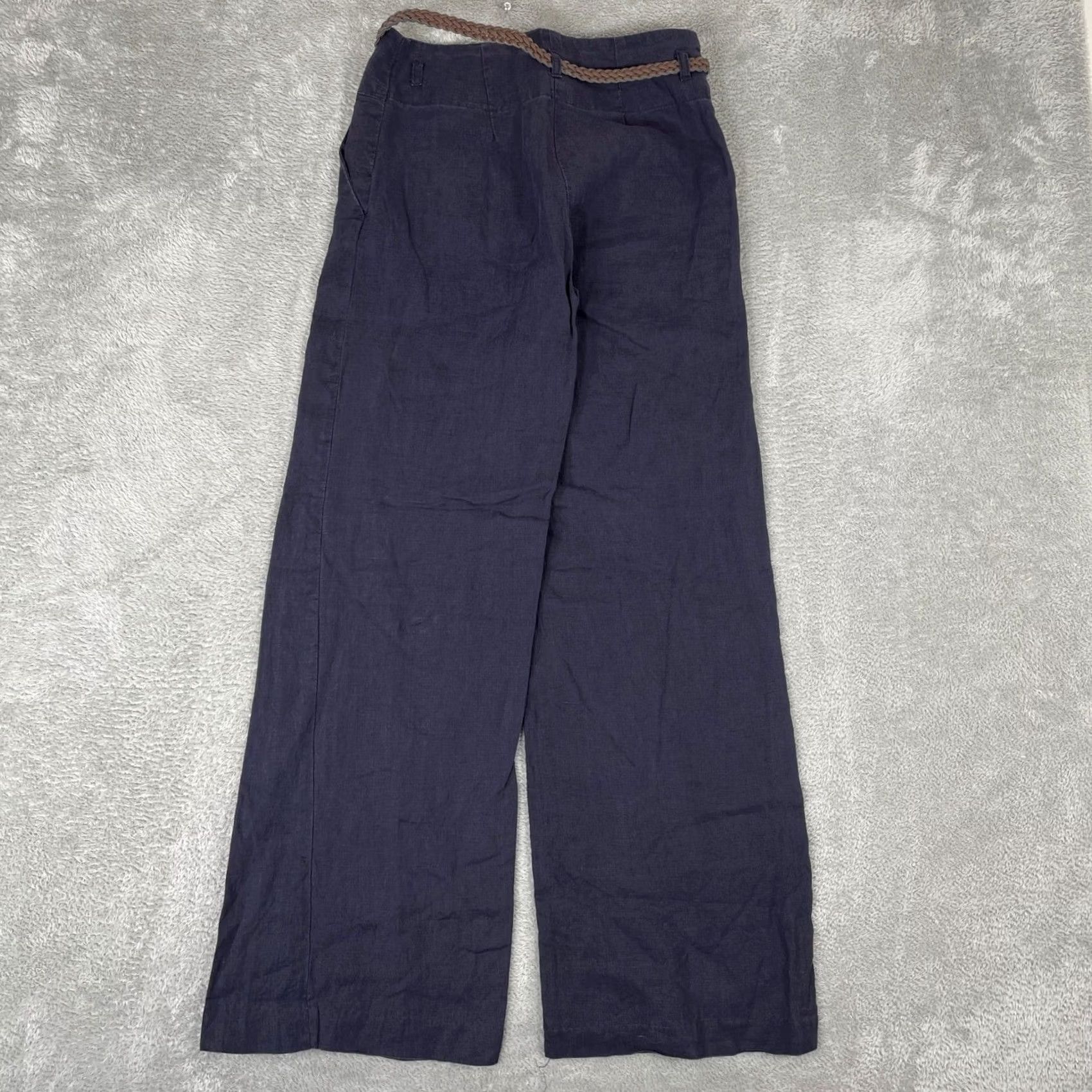 H&M H&M Pants 4 (26x29.5) Purple Linen Wide Leg Coastal Boho Braided Belt Womens Size 27" / US 4 / IT 40 - 2 Thumbnail