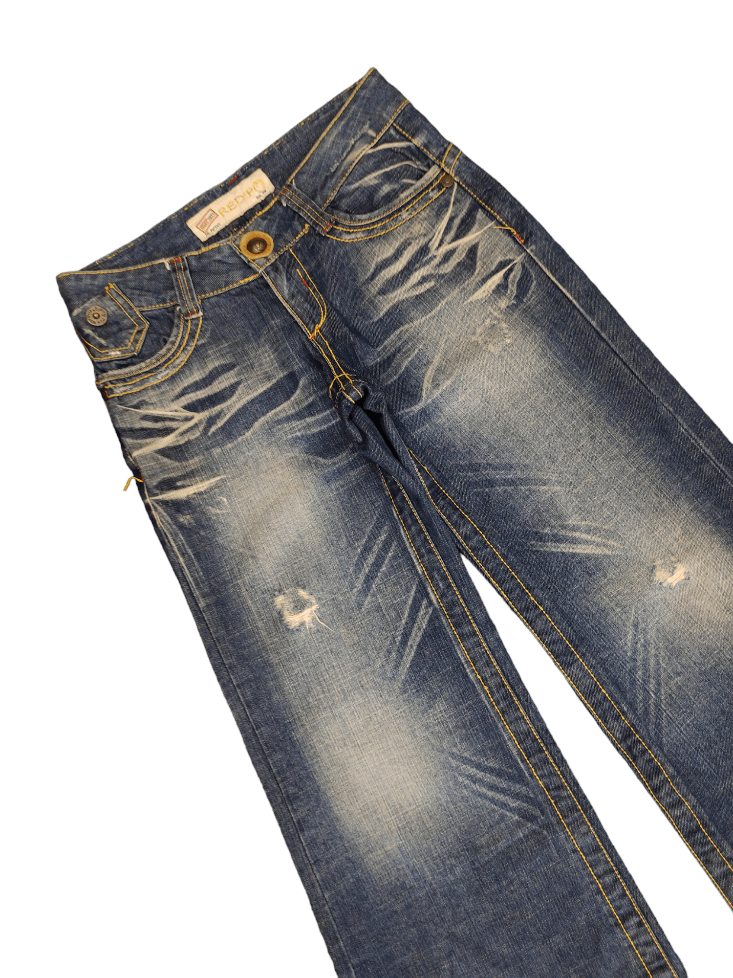 If Six Was Nine Flare Baggy Jean Red Pepper Distres Faded Low Rise Boot Cut Size US 29 - 6 Thumbnail