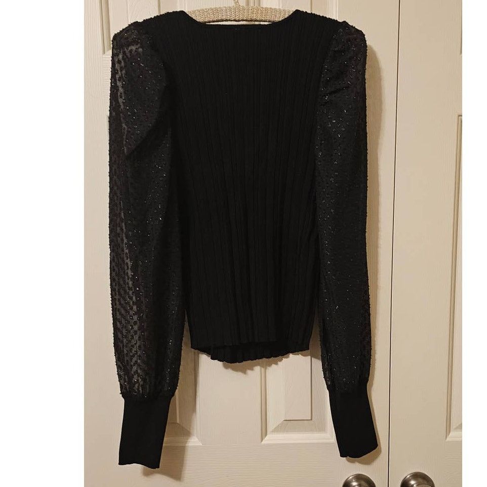 Anthropologie New By Anthropologie Puff-Sleeve Shimmer Sweater $128 MEDIUM Size M / US 6-8 / IT 42-44 - 7 Thumbnail