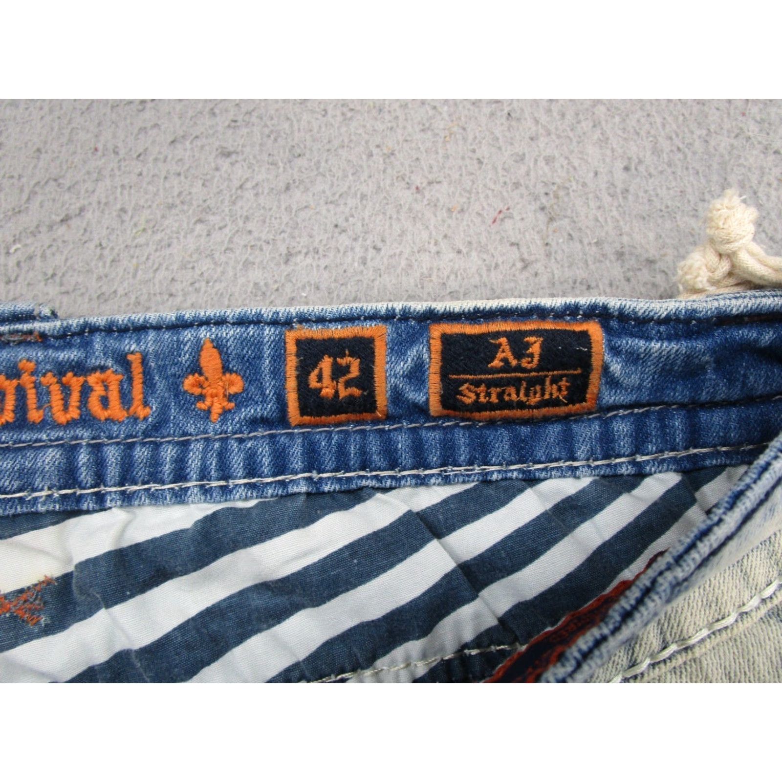 Vintage Rock Revival AJ Straight Leg Jeans 42x33 Denim 2 Tone Blue Men’s Regular Fit 5-Pocket Logo Embroidered Denim Jeans Rock Revival Men Size US 42 / EU 58 - 5 Thumbnail