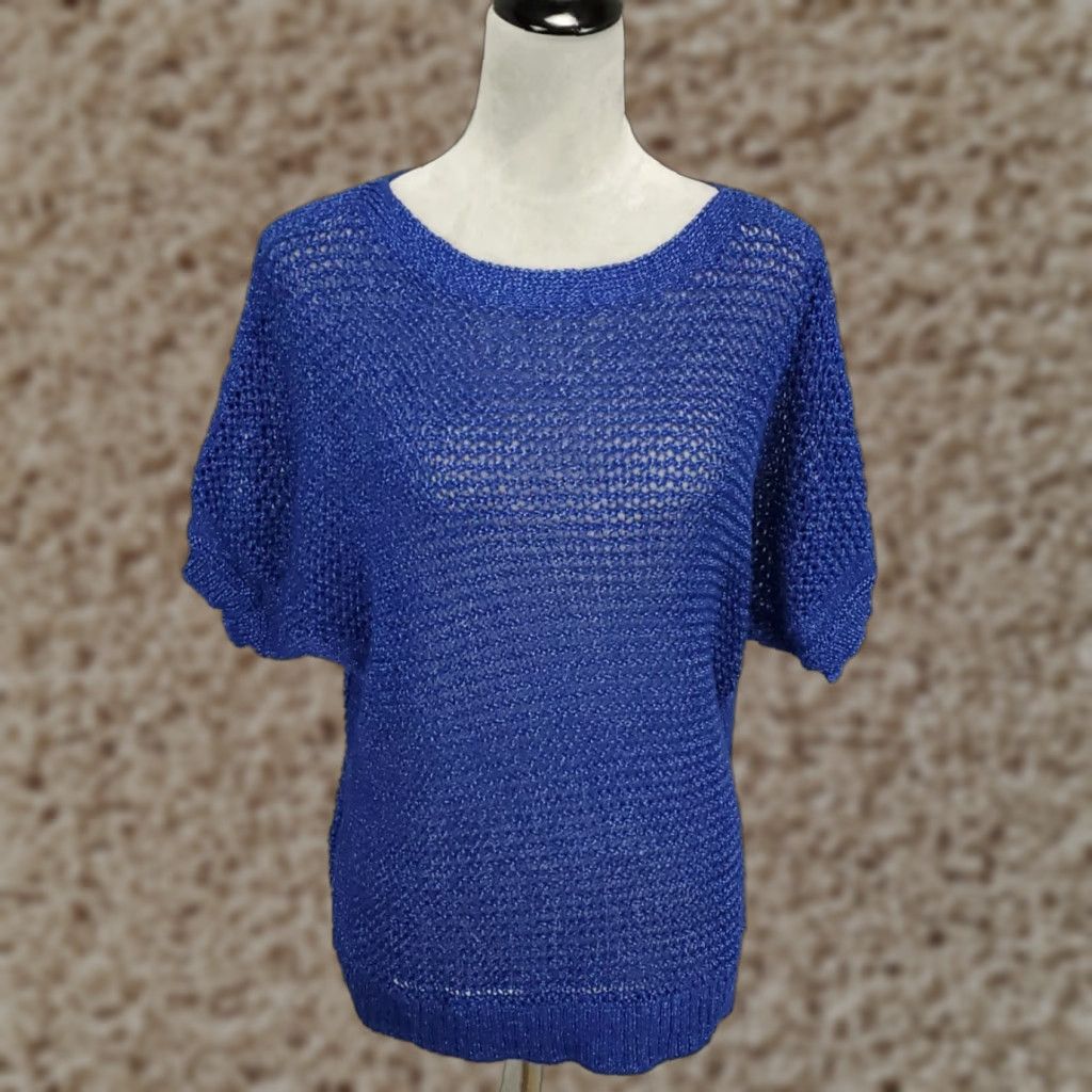 Vintage Chicos Sweater Womens XL Blue Open Knit Pullover Seed Chicos Size 3 Size XL / US 12-14 / IT 48-50 - 1 Thumbnail