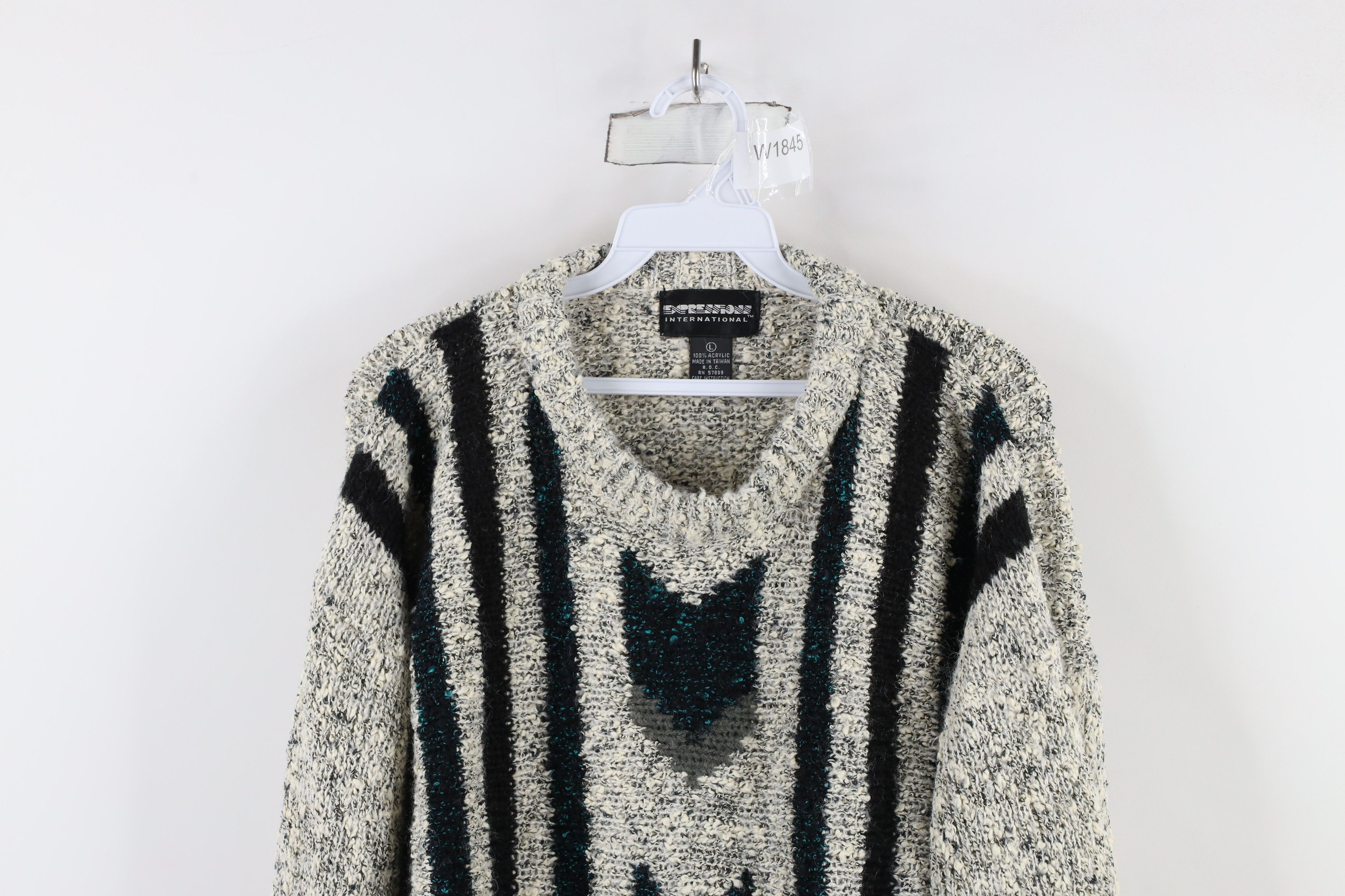 Vintage Vintage 90s Streetwear Chunky Textured Knit Grandpa Sweater Size US L / EU 52-54 / 3 - 2 Thumbnail