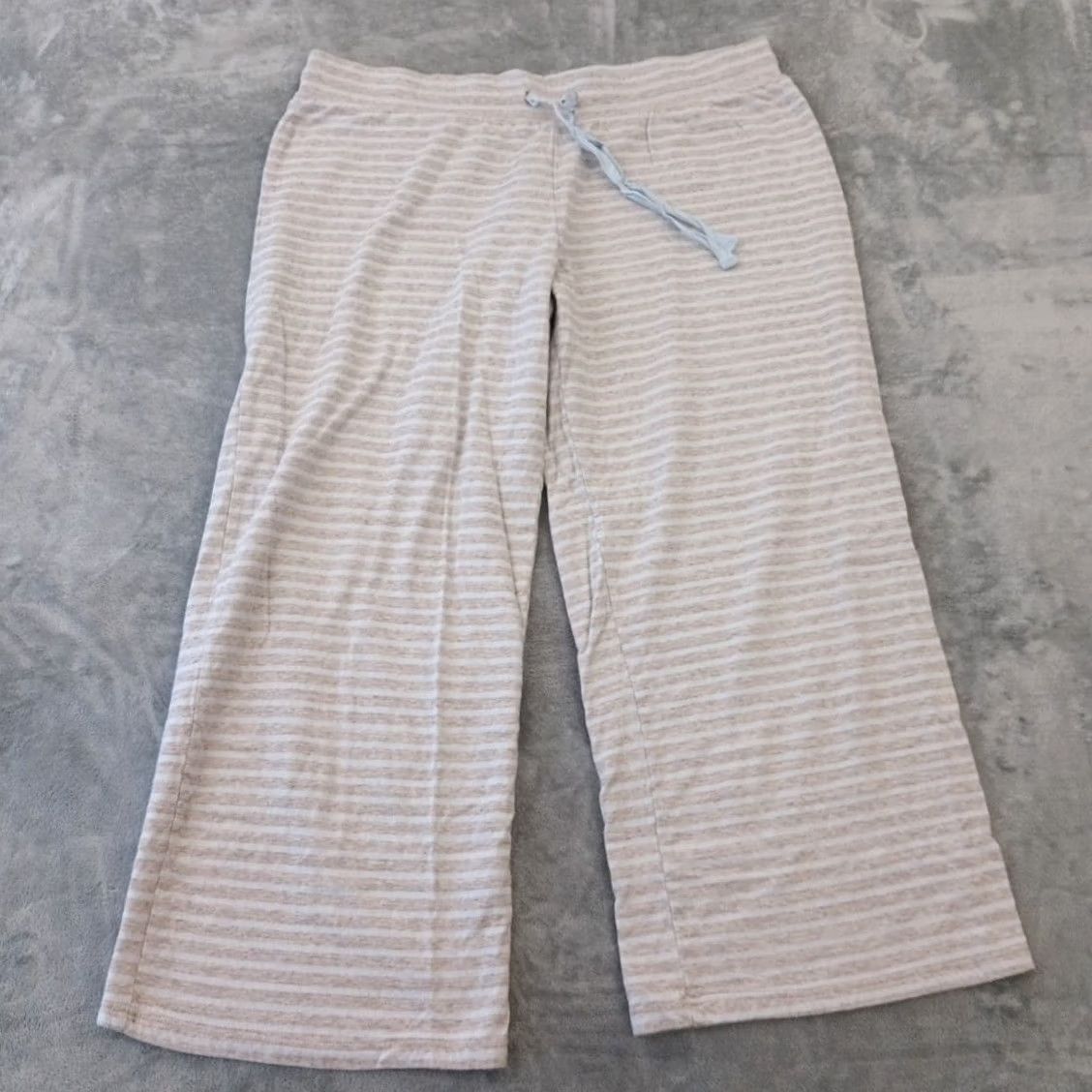 Disney Disney Pants Womens 2XL Gray Blue Striped Drawstring High Rise Cotton 40x28 Size 40" / US 18 - 2 Thumbnail