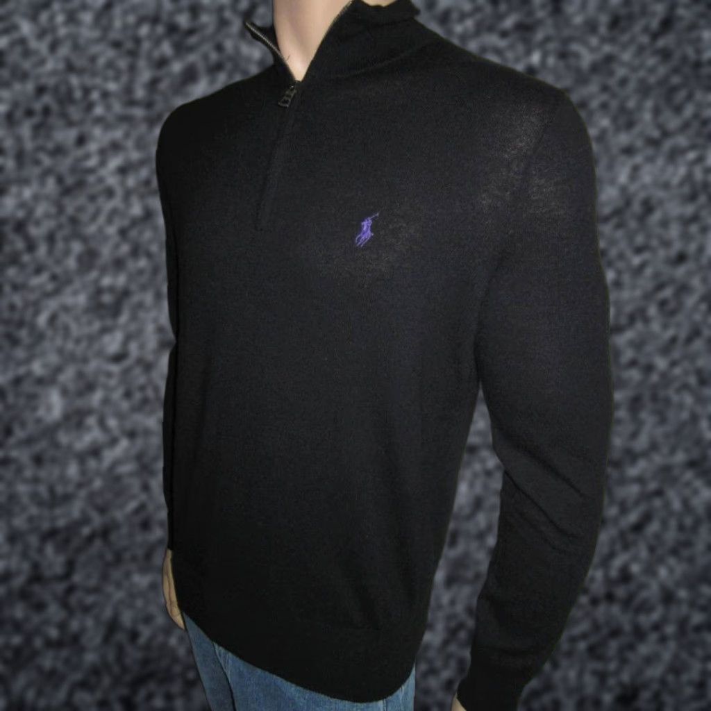 Polo Ralph Lauren Ralph Lauren Black Wool Half 1/2 Zip Sweater NWT L Size US L / EU 52-54 / 3 - 1 Preview