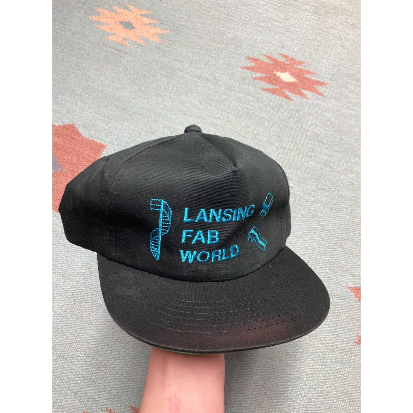 Vintage VINTAGE Lansing fab world Snapback Hat Cap Welder Michigan 90s NOS Men Adjustable Black 90s Snapback Mens Size ONE SIZE - 2 Thumbnail