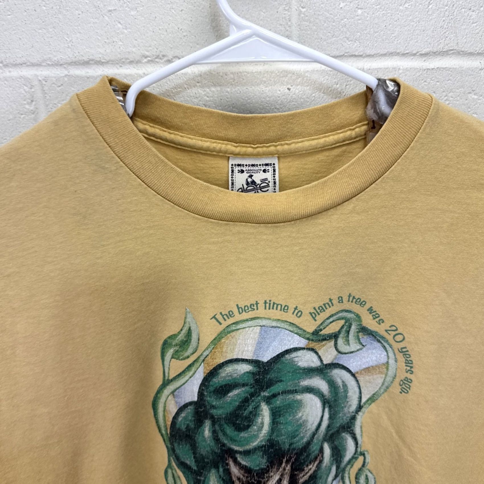 Vintage VINTAGE Alore T-Shirt Men 2XL Yellow Short Sleeve Crew Neck 90s Hippie Nature Logo Earth Foundation Fashion Shirt Size US XXL / EU 58 / 5 - 5 Thumbnail