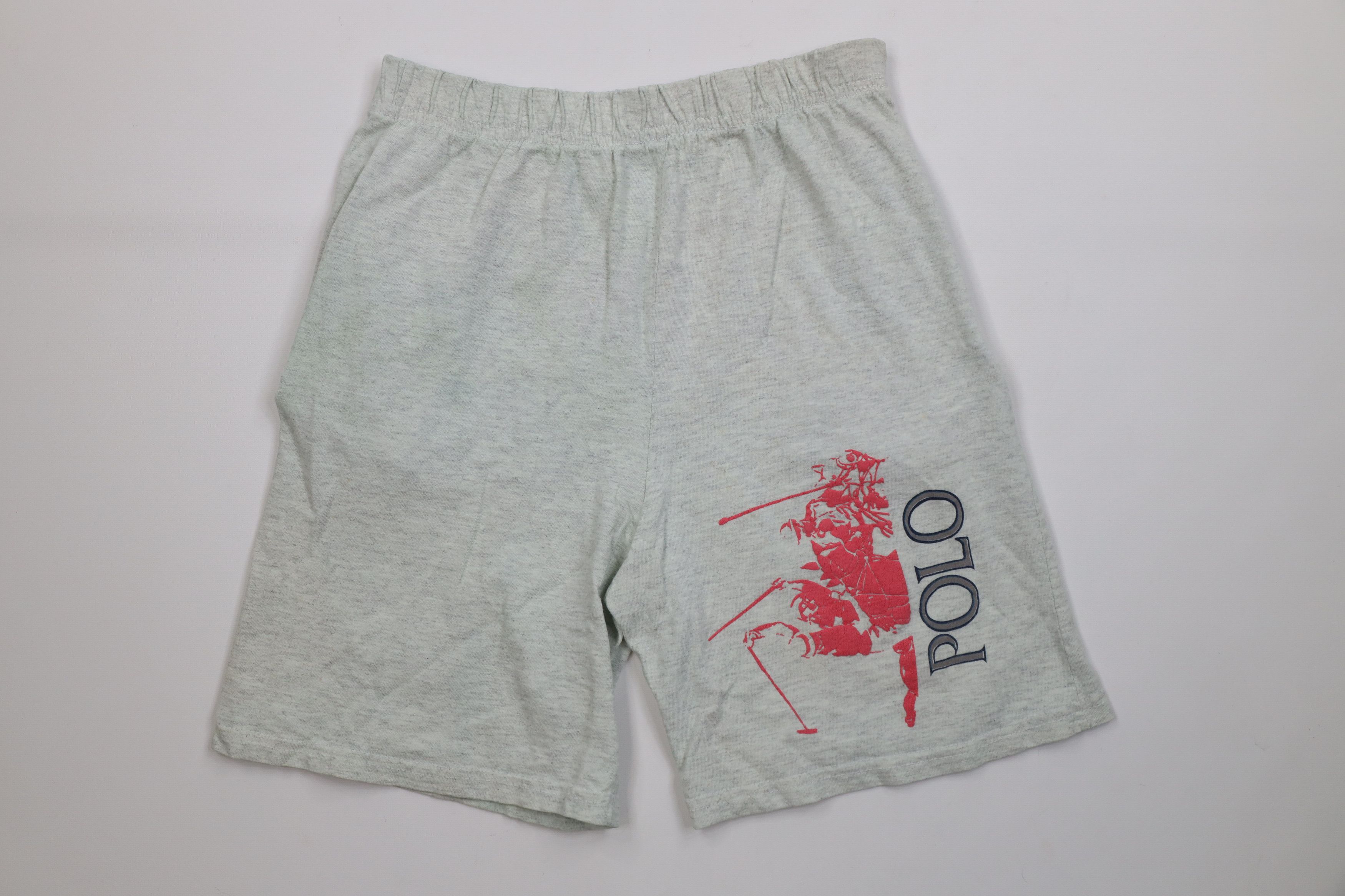 Vintage Vintage 90s Streetwear Spell Out Polo Horse Shorts Gray Size 26" / US 2 / IT 38 - 1 Thumbnail