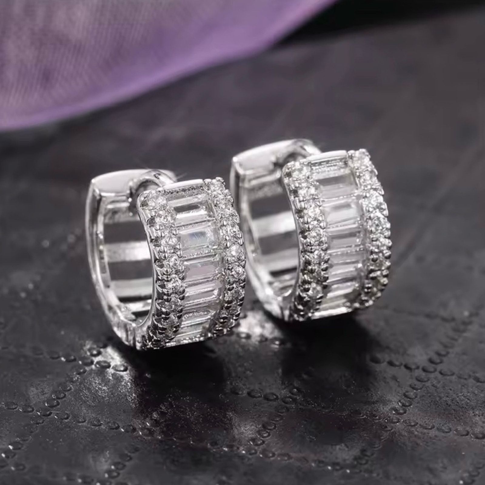 Other Small Circle Cubic Zirconia Hoop Huggie Earrings Size ONE SIZE - 1 Thumbnail