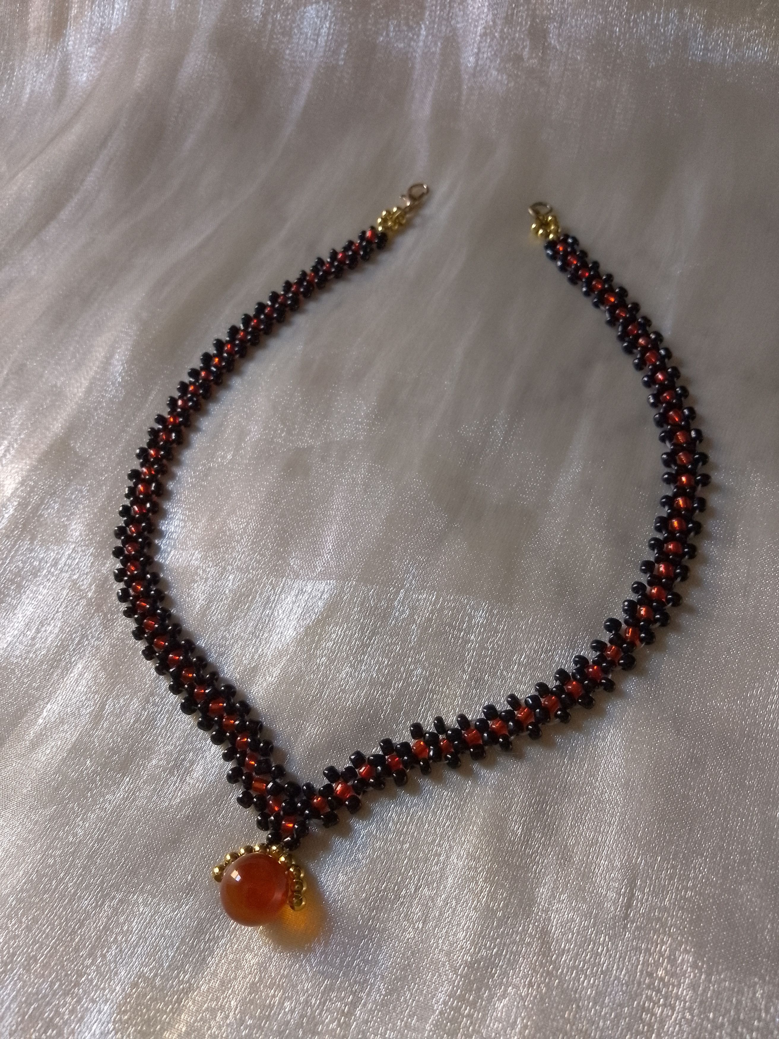 Handmade Necklace Red Black Red Carnelian Gemstone Goth Chakra Charm Size ONE SIZE - 7 Thumbnail