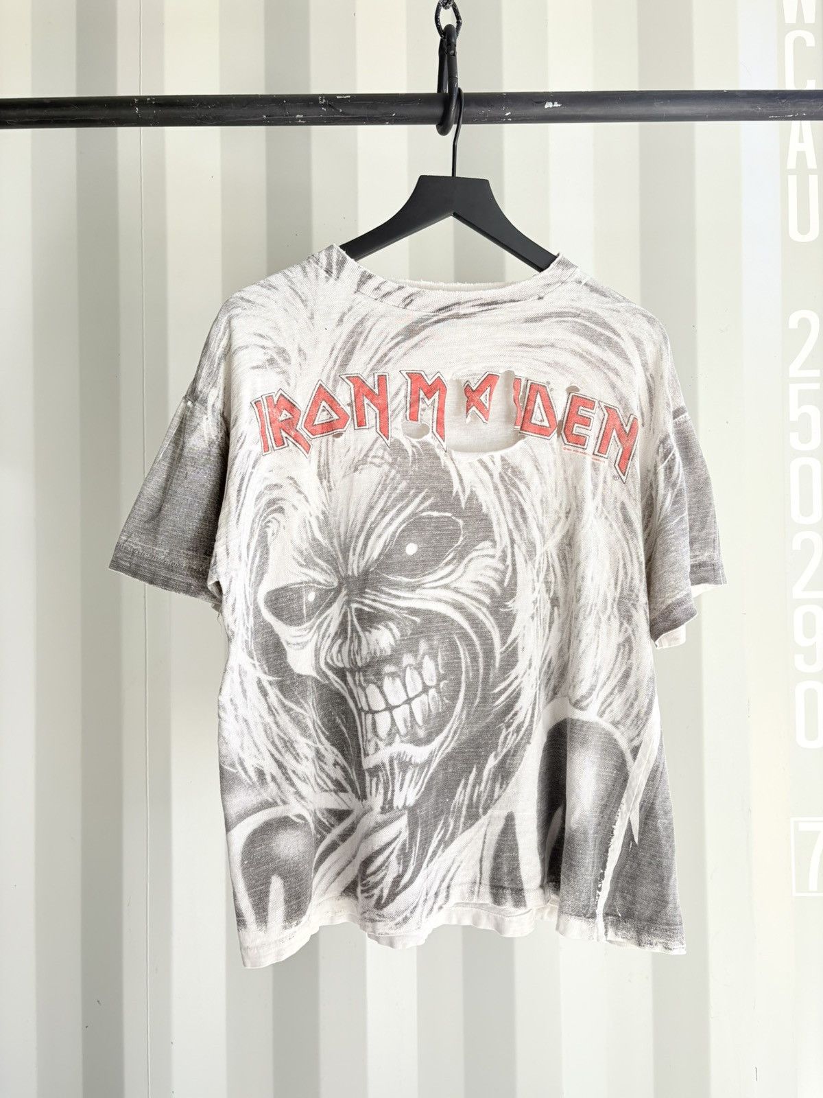 Thrashed Iron Maiden Faded Distressed Boxy Shirt ERD GRUNGE