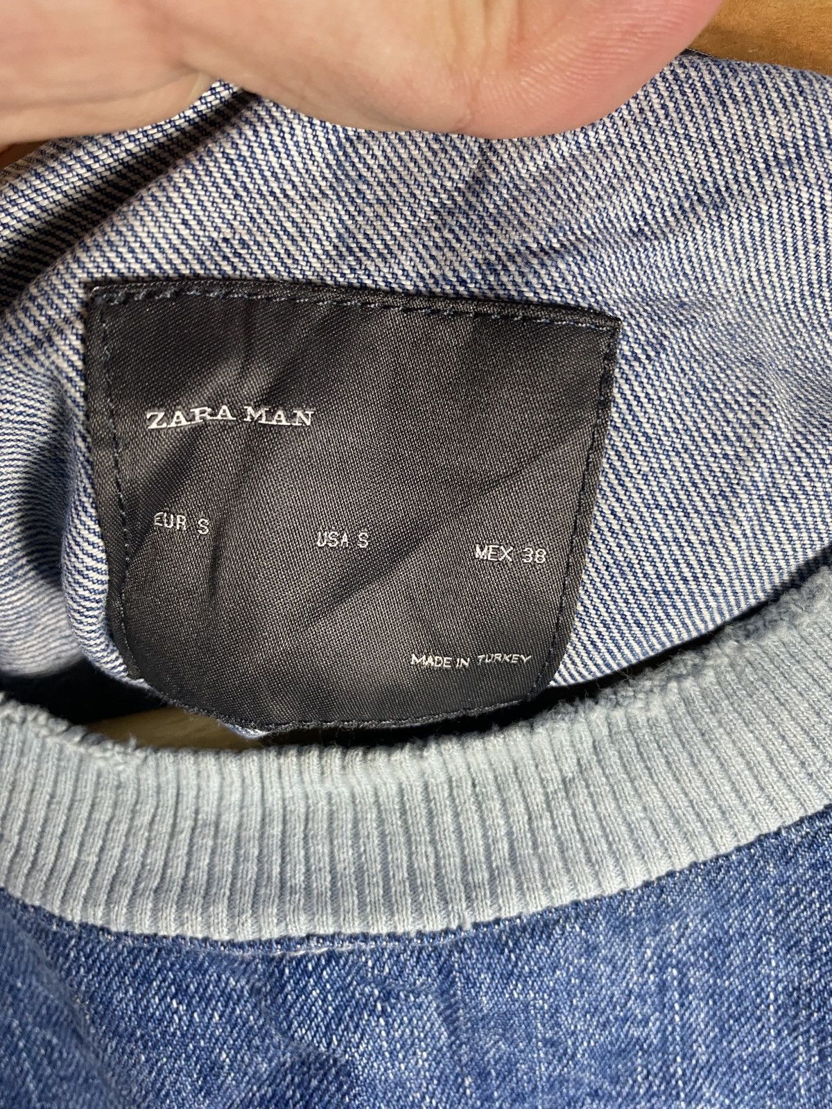 Designer × Zara Zara Distressed Printed Faux Denim Pullover Size US XL / EU 56 / 4 - 4 Thumbnail