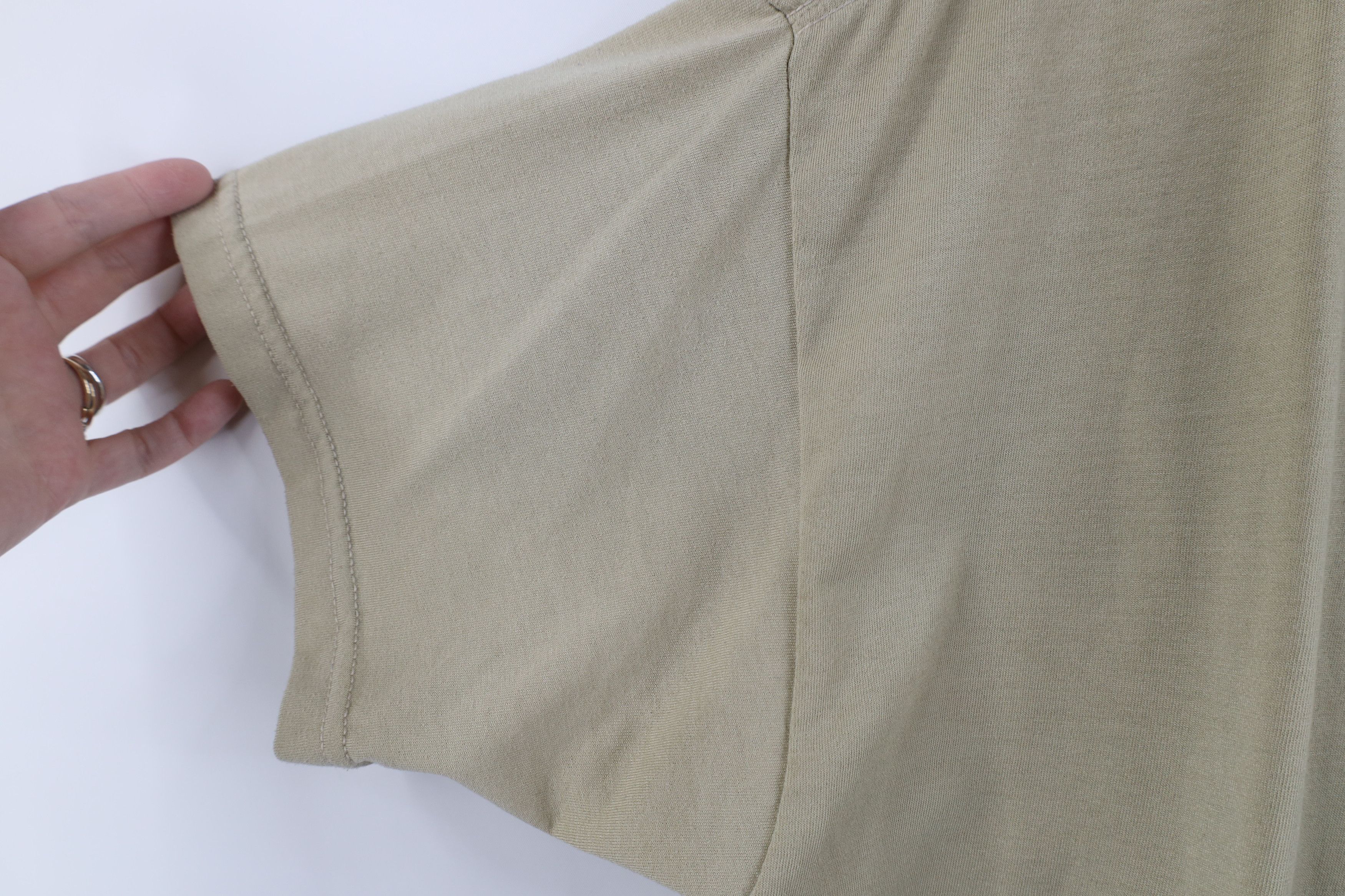 Vintage Vintage 90s Streetwear Blank Knit T-Shirt Khaki Tan USA Size US L / EU 52-54 / 3 - 7 Thumbnail