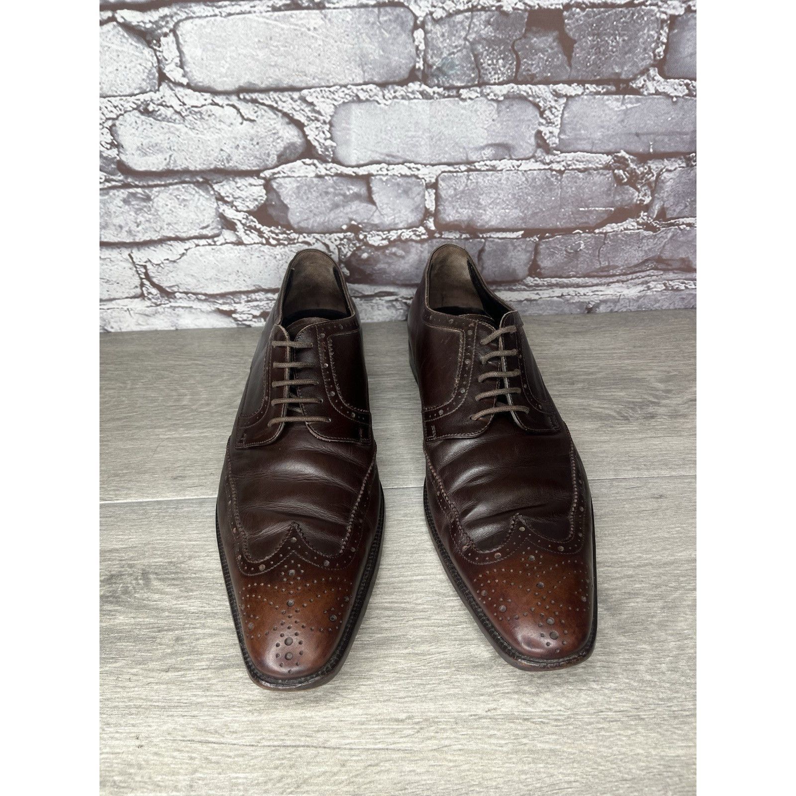 Dolce & Gabbana Dolce & Gabbana Brown Leather Oxfords Lace Up Wingtip Shoes Size US 7.5 / EU 40-41 - 4 Thumbnail