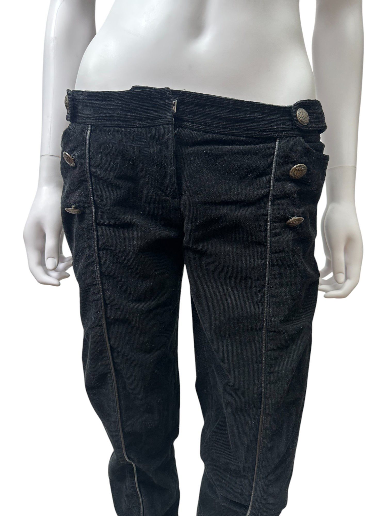 Dolce & Gabbana Buttoned Velvet Black Pants Size 28" / US 6 / IT 42 - 6 Thumbnail