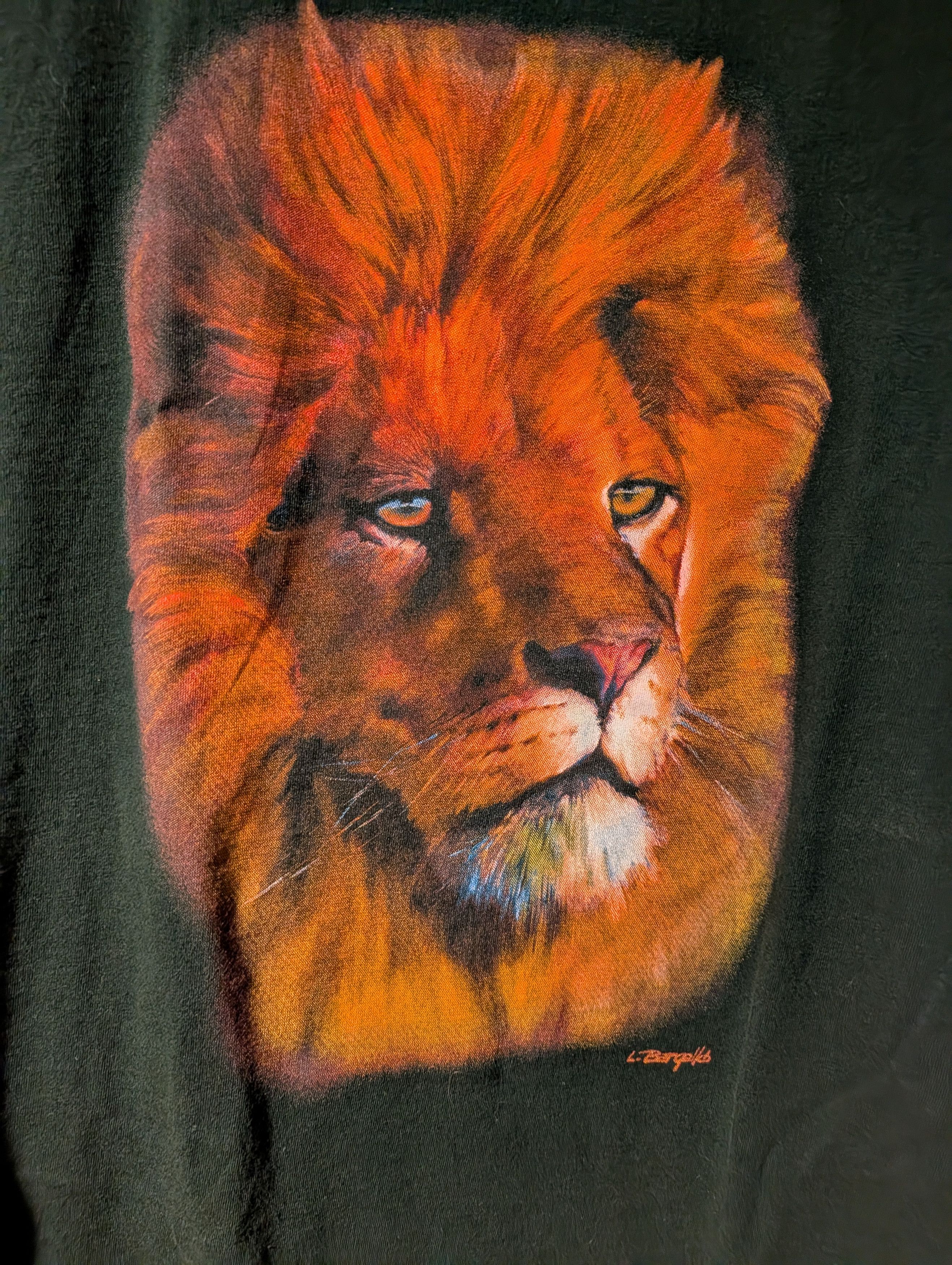 Arts & Science Vintage Y2K Lion Animal Nature Big Cat Green X-Large T-Shirt Size US XL / EU 56 / 4 - 2 Thumbnail