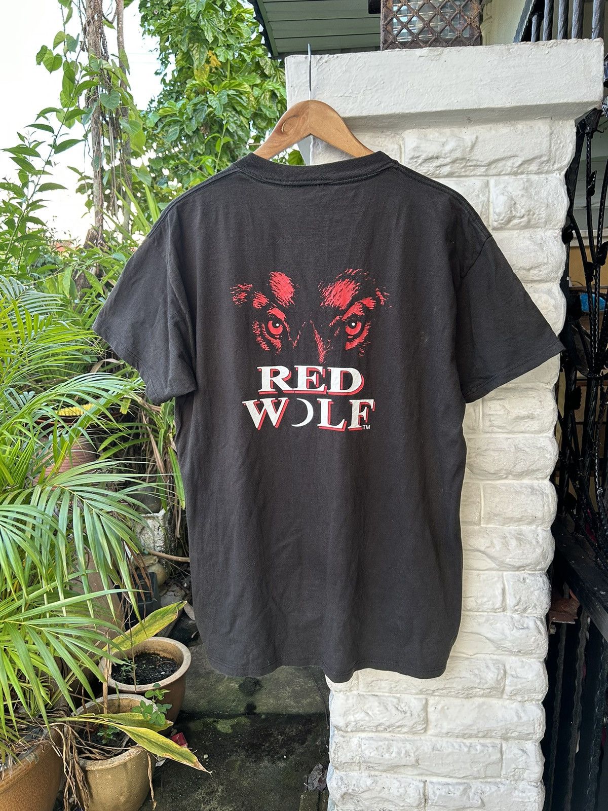 image of 90's Red Wolf Movie Tees in Black, Men's (Size Large)
