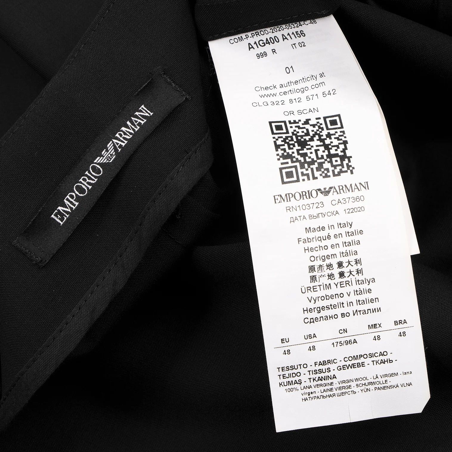 Emporio Armani Wool 1-Button No-Collar Jacket in Black Size 48 Size US M / EU 48-50 / 2 - 11 Thumbnail