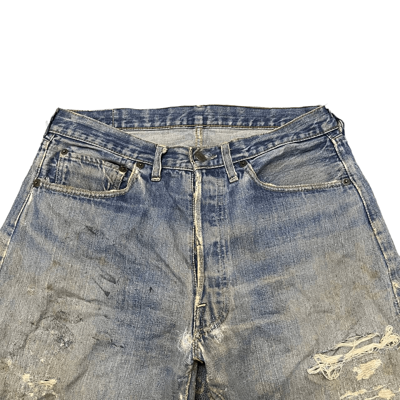 Levi's Vtg Levi's Big E Selvedge Button No.2 Thrashed Cuttoff Denim Size US 32 / EU 48 - 2 Thumbnail