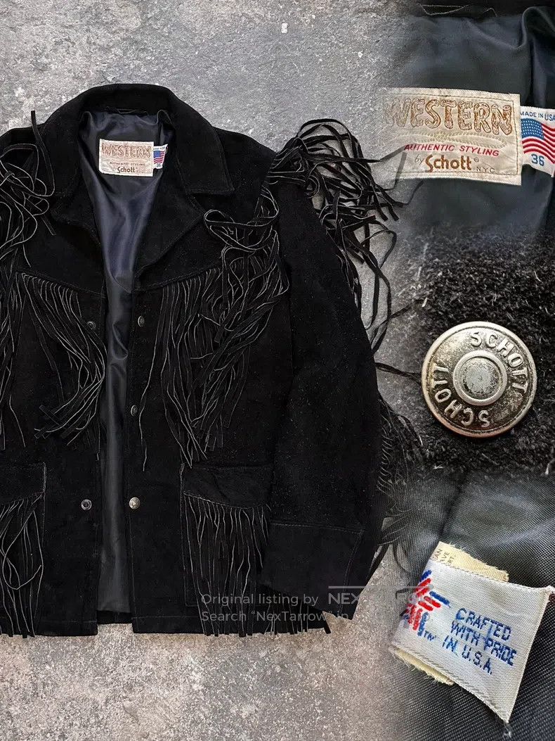 Schott Schott Western style suede cowhide jacket Size US S / EU 44-46 / 1 - 1 Thumbnail