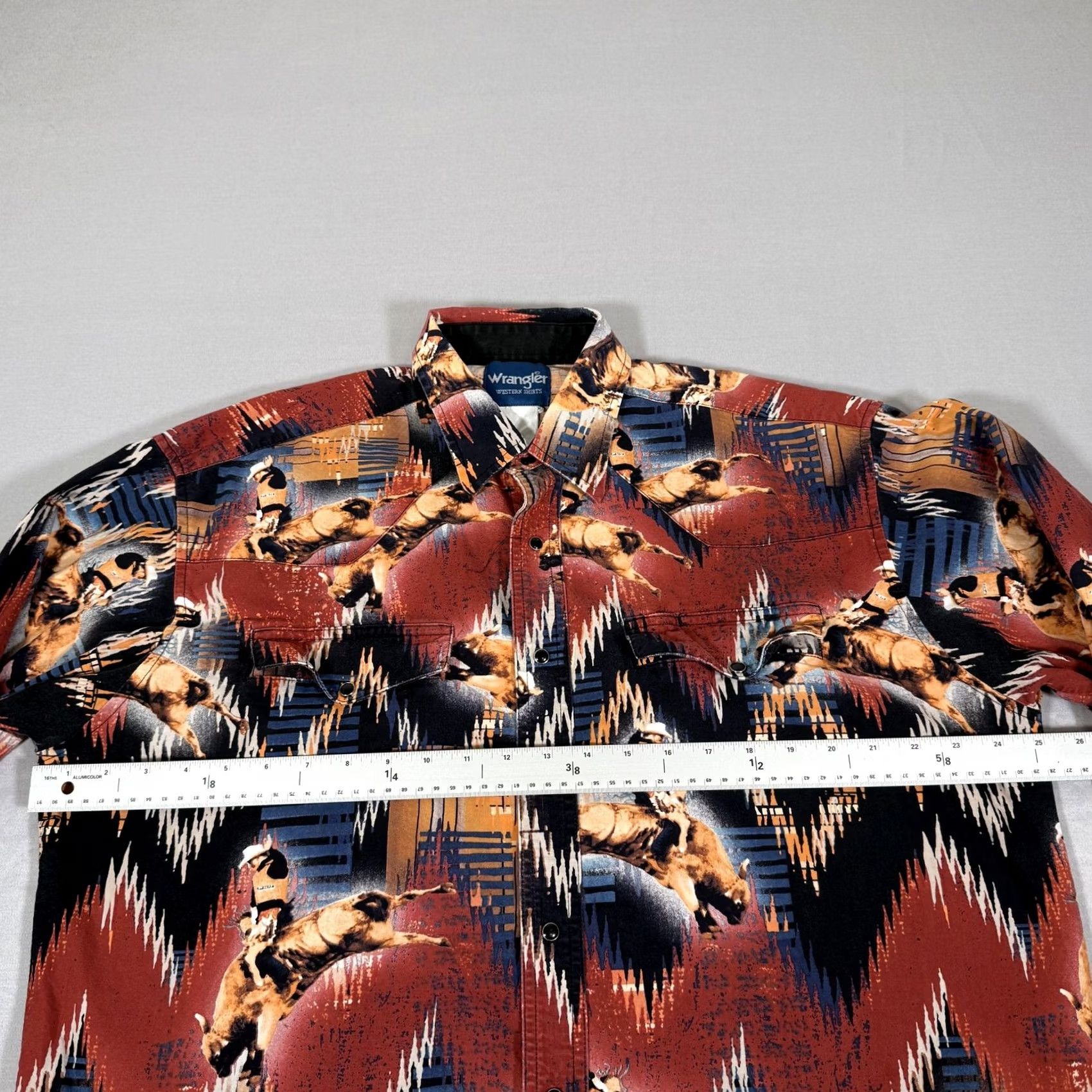 Wrangler VINTAGE Wrangler Shirt Mens XL Red PBR Pearl Snap Western Aztec Bull Riding Cowboy Work Size US XL / EU 56 / 4 - 5 Thumbnail