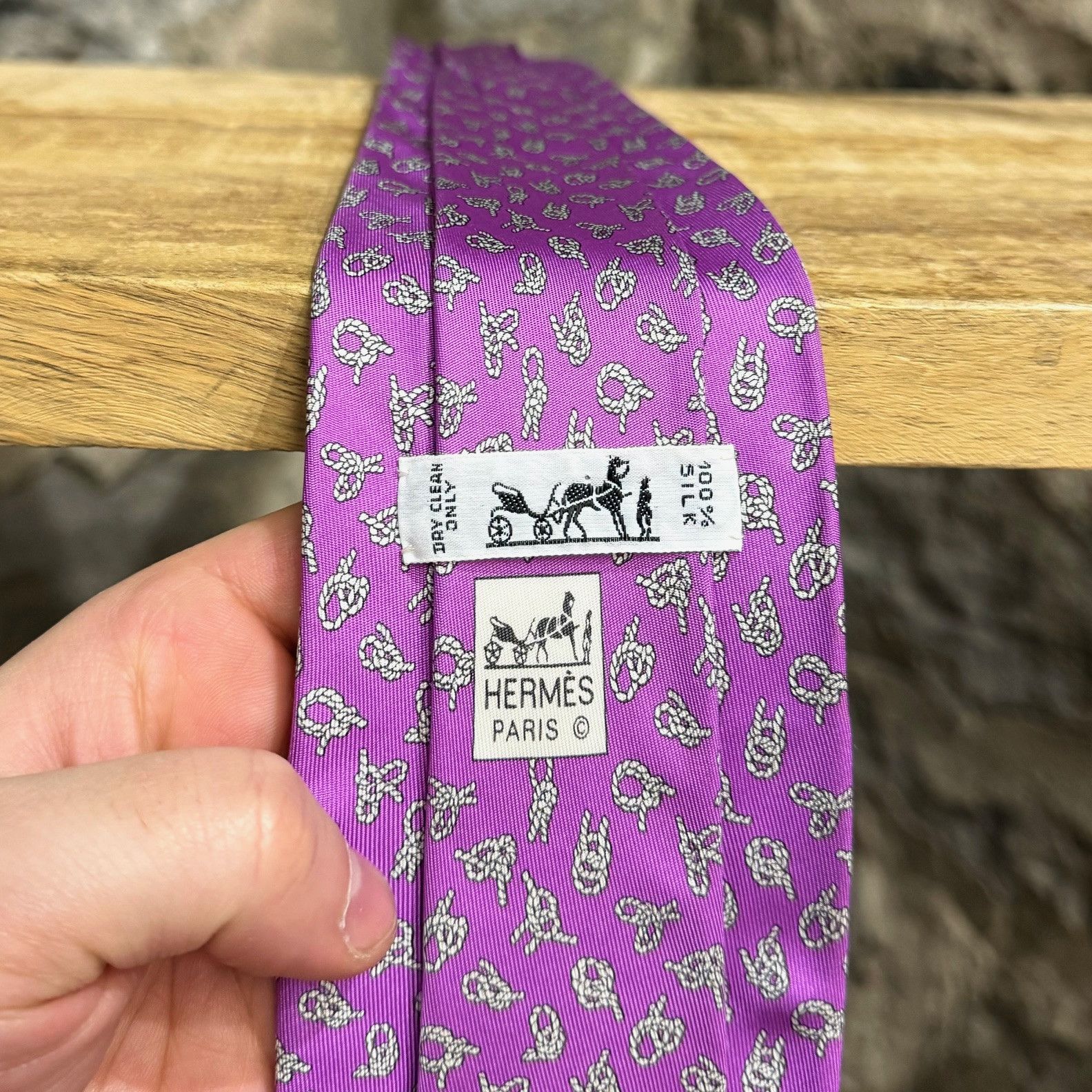 Hermes Hermès Sailor Knot Prints Purple Silk Tie Size ONE SIZE - 5 Thumbnail