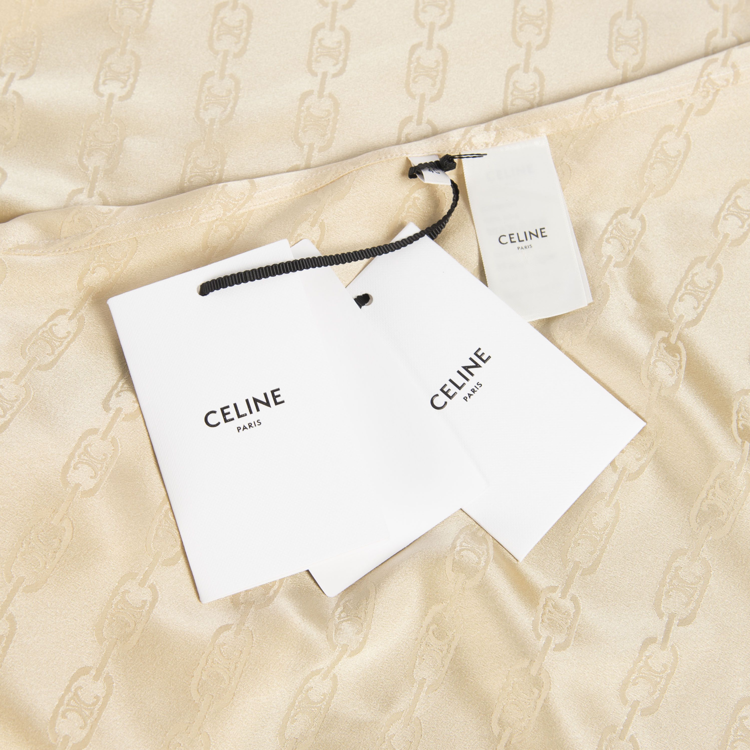 Celine Blouse In Beige Silk " Triomphe Chain" Jacquard Size M / US 6-8 / IT 42-44 - 9 Thumbnail