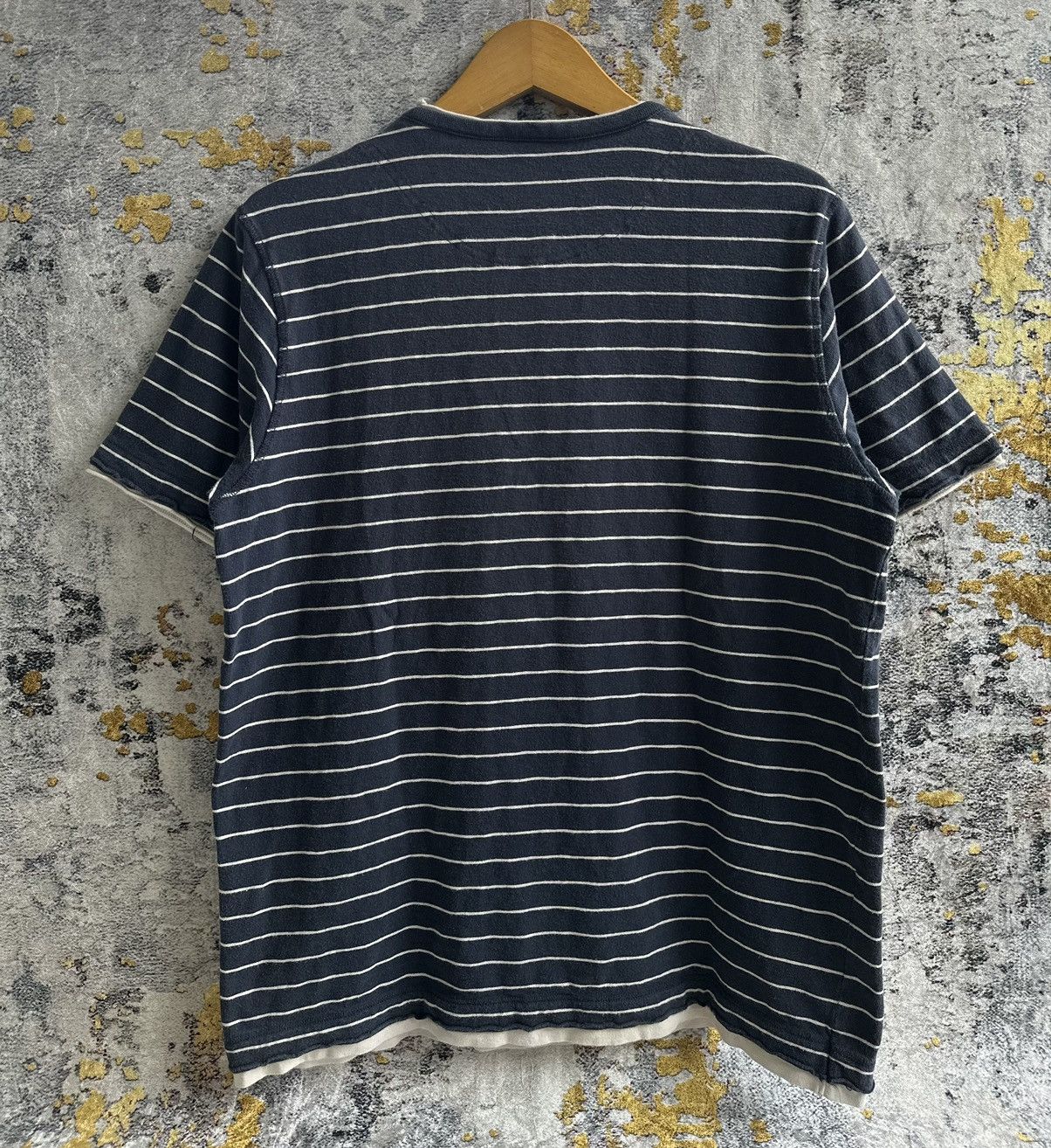 Japanese Brand CRAZY DISTRESSED FOR COMFORT DOUBLE LAYER STRIPED TSHIRT Size US L / EU 52-54 / 3 - 5 Thumbnail