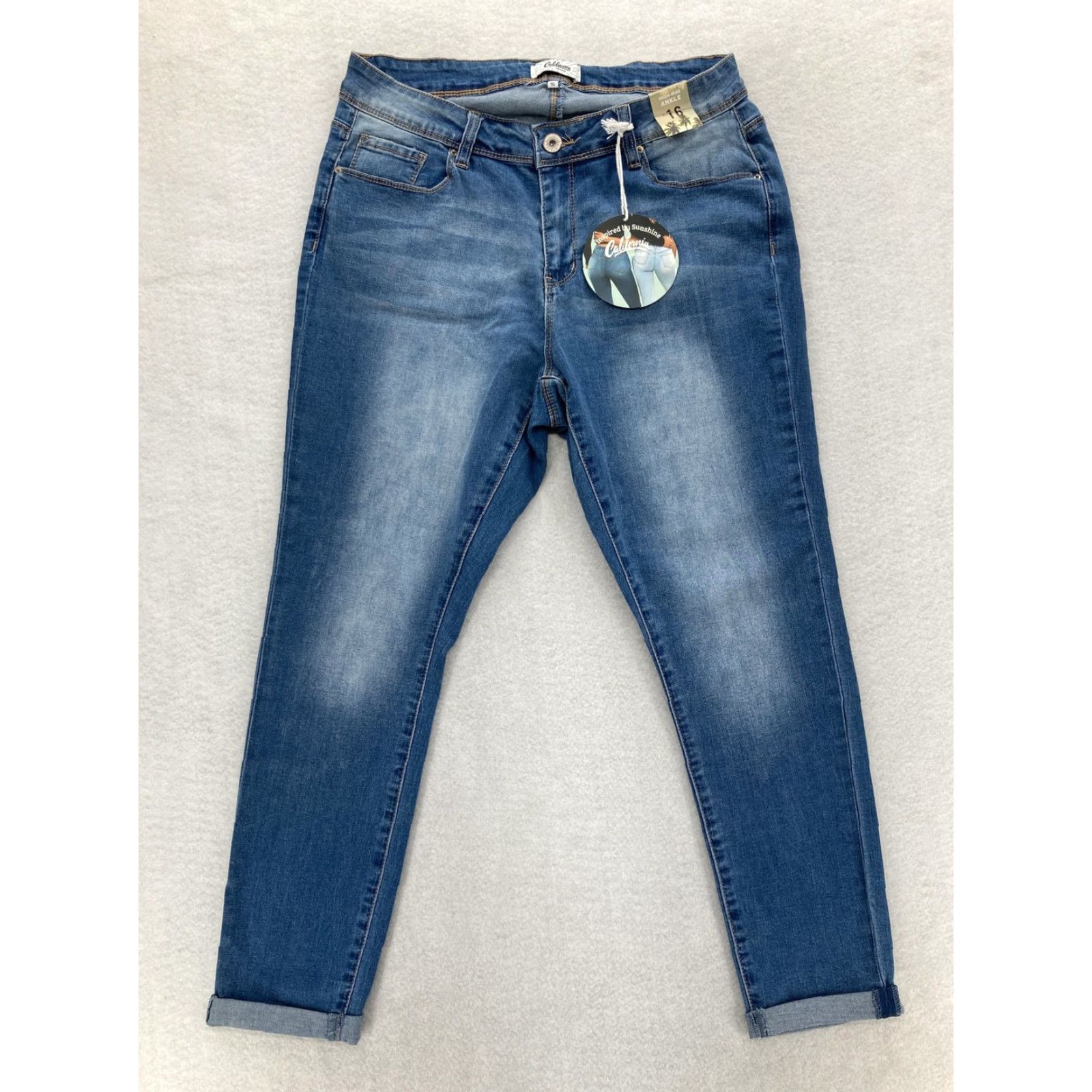 Vintage YMI California Vintage Jeans Womens 16 Blue High Rise Ankle Skinny Stretch Denim - XS? Size 38" / US 16 / IT 52 - 2 Thumbnail
