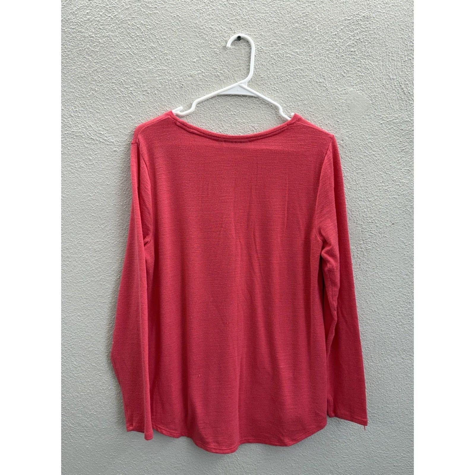 Apt. 9 Apt. 9 Womens Sweater Shirt Medium Bright Pink Long Sleeve Knit V-Neck Solid All Seasons Casual Womens Size M / US 6-8 / IT 42-44 - 6 Thumbnail