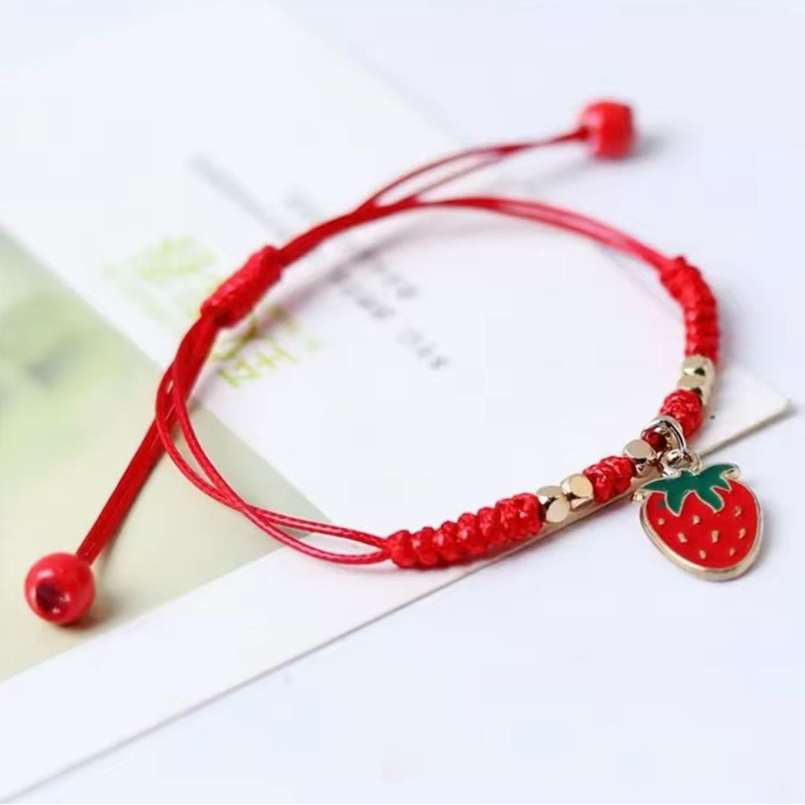 Other Strawberry Cherry Braided Rope Bracelet Size ONE SIZE - 3 Thumbnail