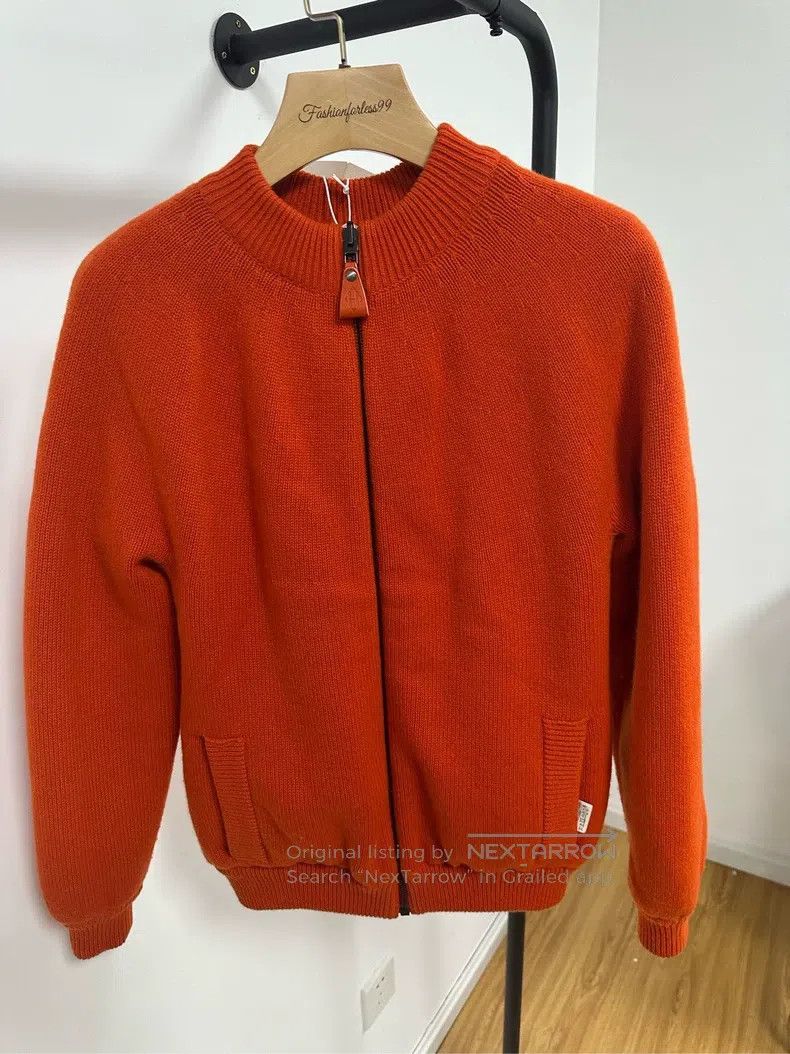 Hermes Hermes Hermes Orange Knit Sweater Jacket Size XXS / US 00 / IT 34 - 1 Thumbnail