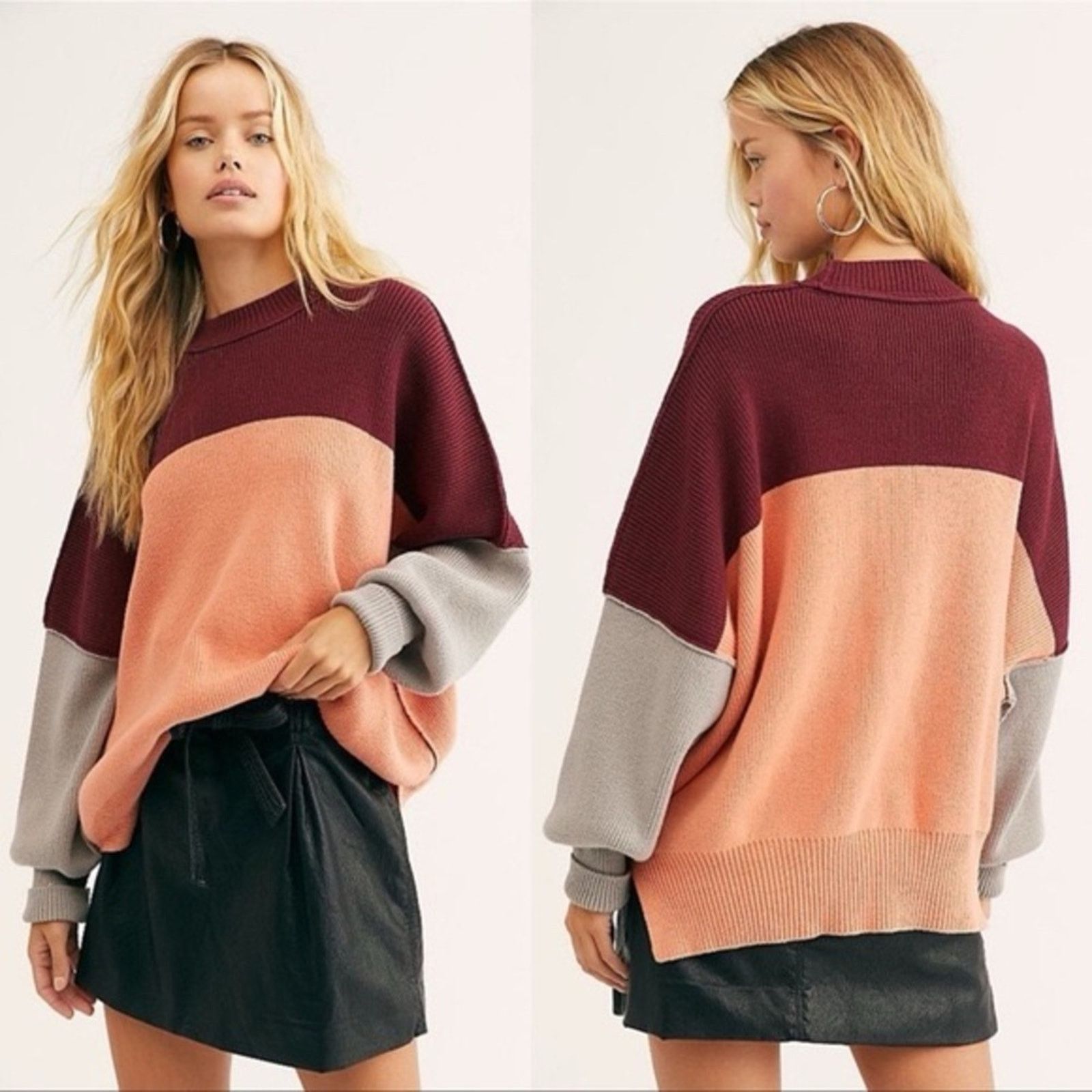 Free People Free People Easy Street Oversize Sweater ColorBlock Womens S Size S / US 4 / IT 40 - 1 Thumbnail