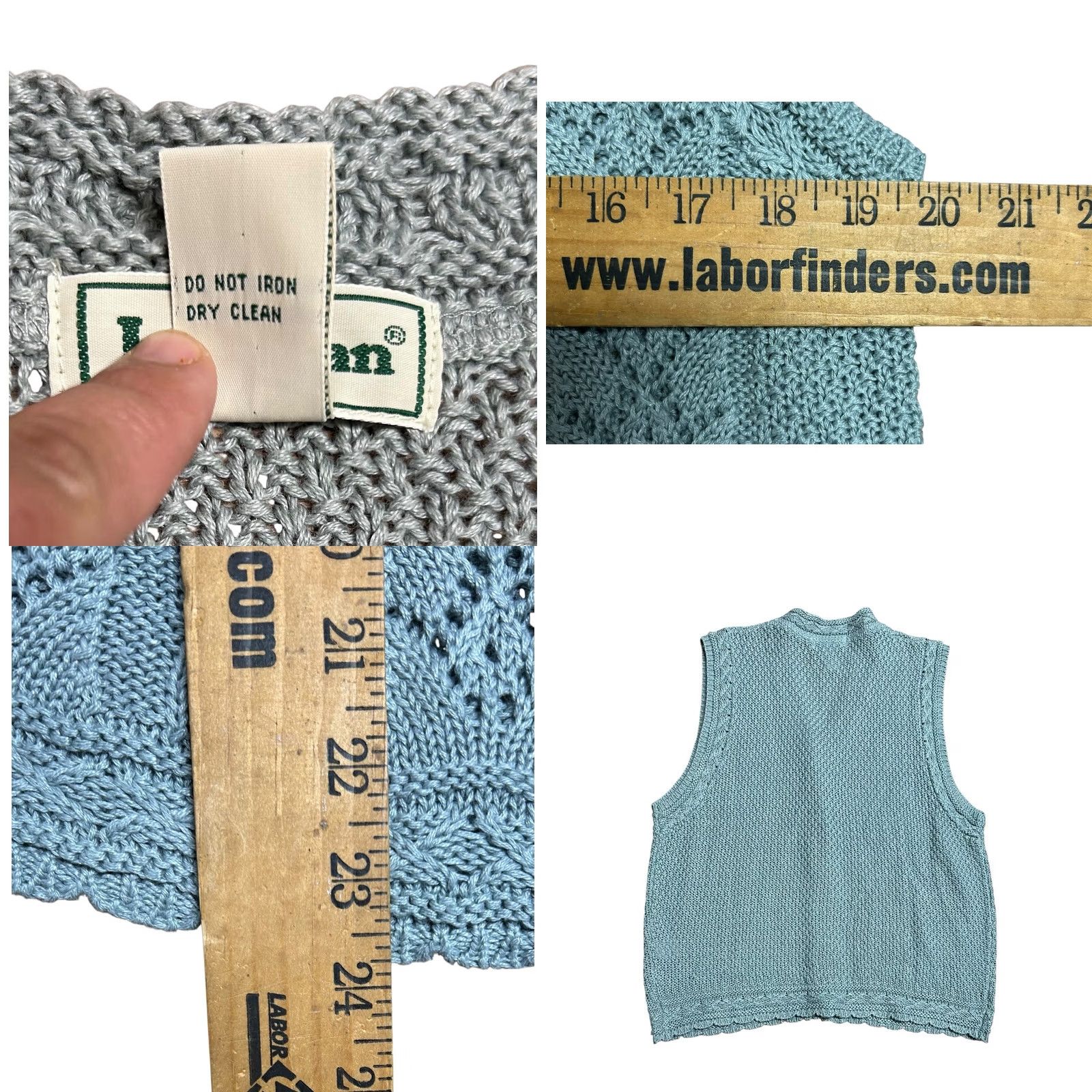 Vintage VINTAGE L.L.Bean Women's Crocheted Vest Blue Knit Bohemian Sz Large 90's Y2K Sleeveless V-Neck Regular Knit Style Size L / US 10 / IT 46 - 8 Thumbnail