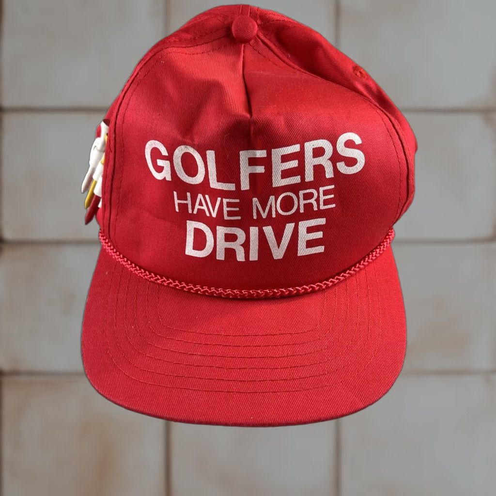 Vintage Papel Trucker Hat Adjustable Red Cotton Golfers Have More Drive Cap Hat Men Summer Casual Adjustable Hat Red Cotton Trucker Cap Size ONE SIZE - 1 Thumbnail