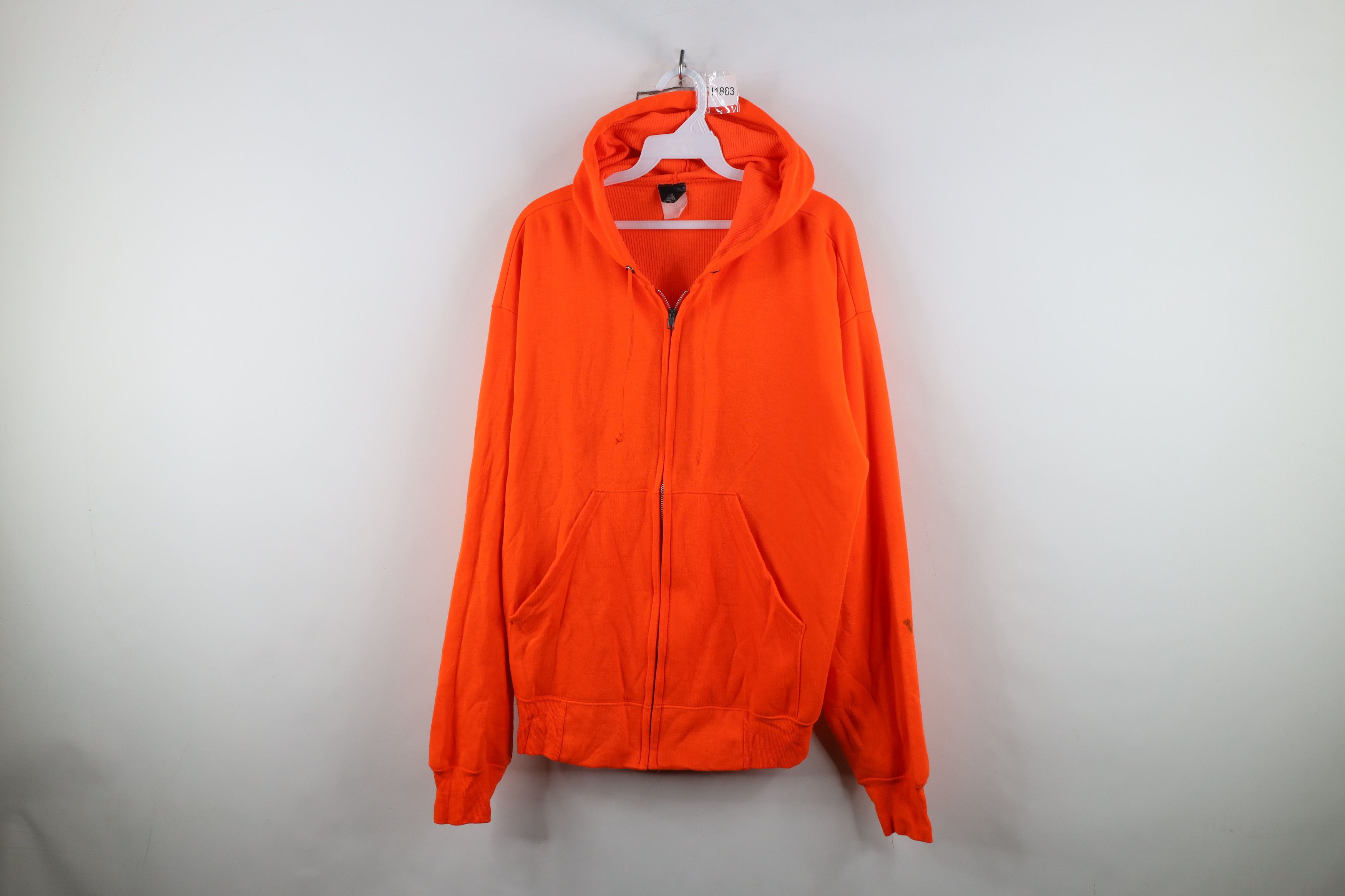 Vintage Vintage 70s 80s Streetwear Lined Hoodie Blaze Orange USA Size US XL / EU 56 / 4 - 1 Thumbnail