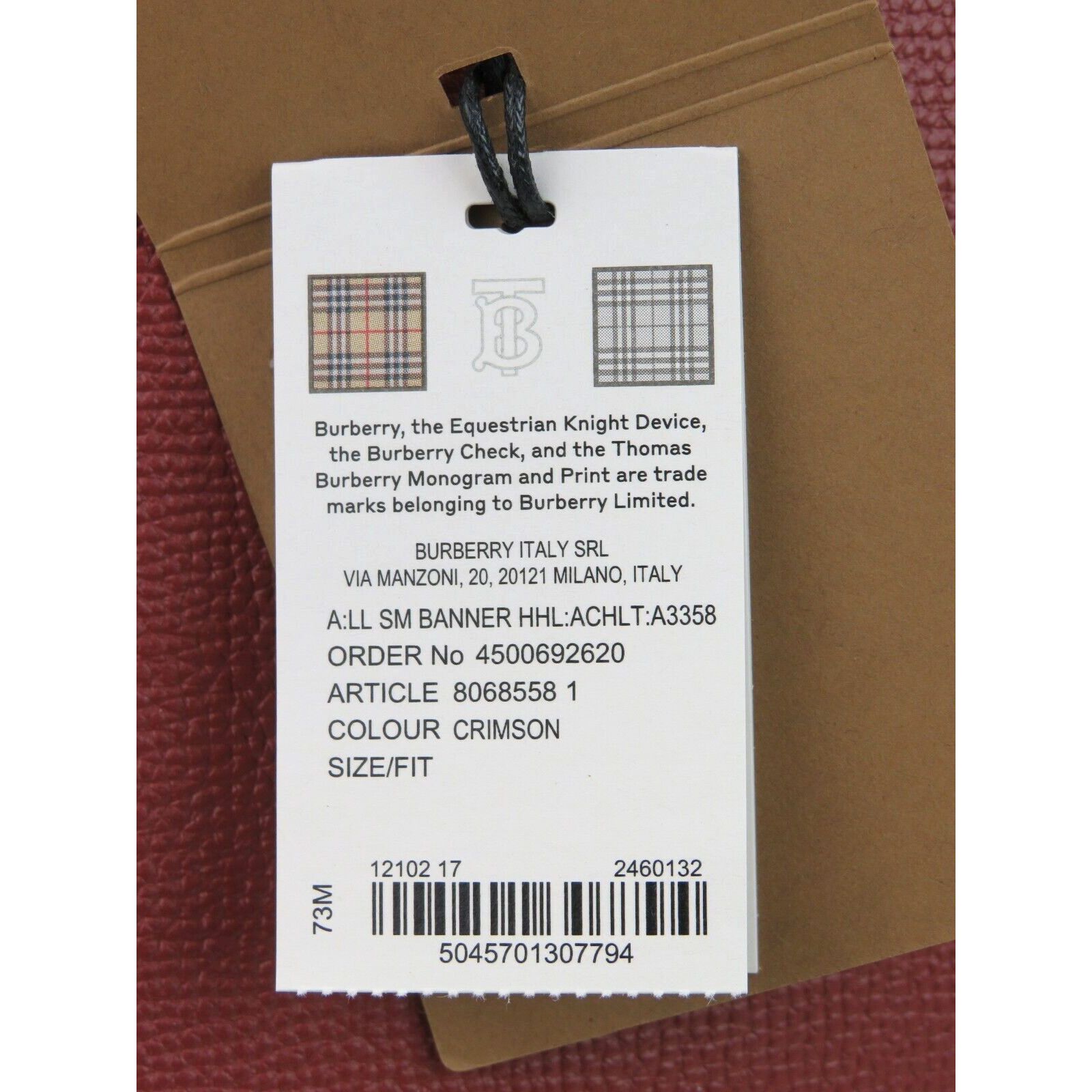 Burberry BURBERRY BANNER CRIMSON LEATHER CHECK CANVAS SHOULDER SM BAG Size ONE SIZE - 16 Thumbnail