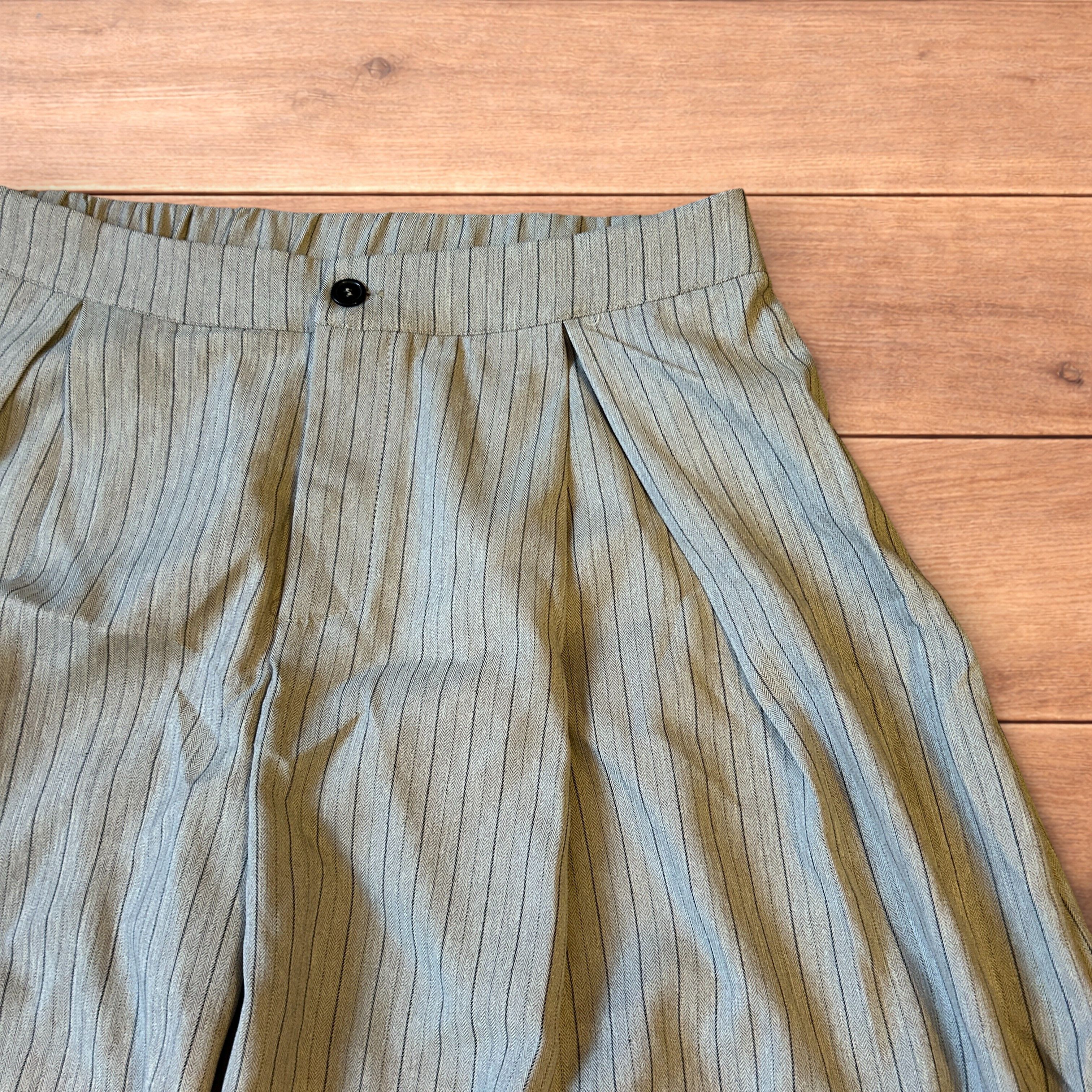 Japanese Brand Vintage style baggy super wide pinstripe trousers in grey. Size US 34 / EU 50 - 3 Thumbnail