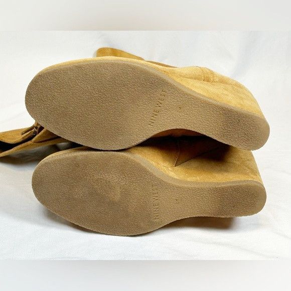 Nine West Nine West Vienneo Camel Tan Suede Boho Knee High Wedge Boots Size US 8 / IT 38 - 6 Thumbnail
