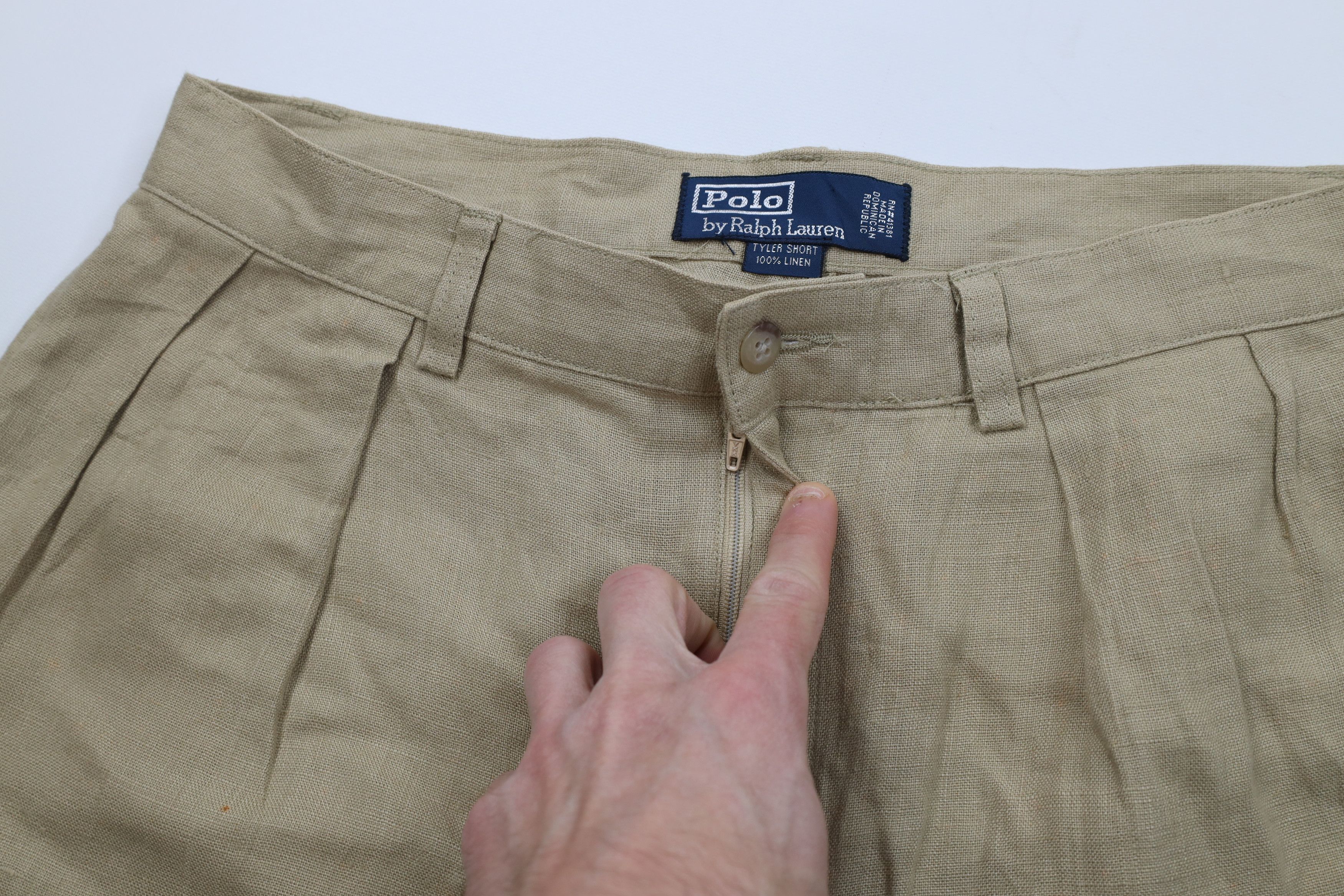 Ralph Lauren Vintage 90s Ralph Lauren Linen Above Knee Chino Shorts Beige Size US 32 / EU 48 - 8 Thumbnail