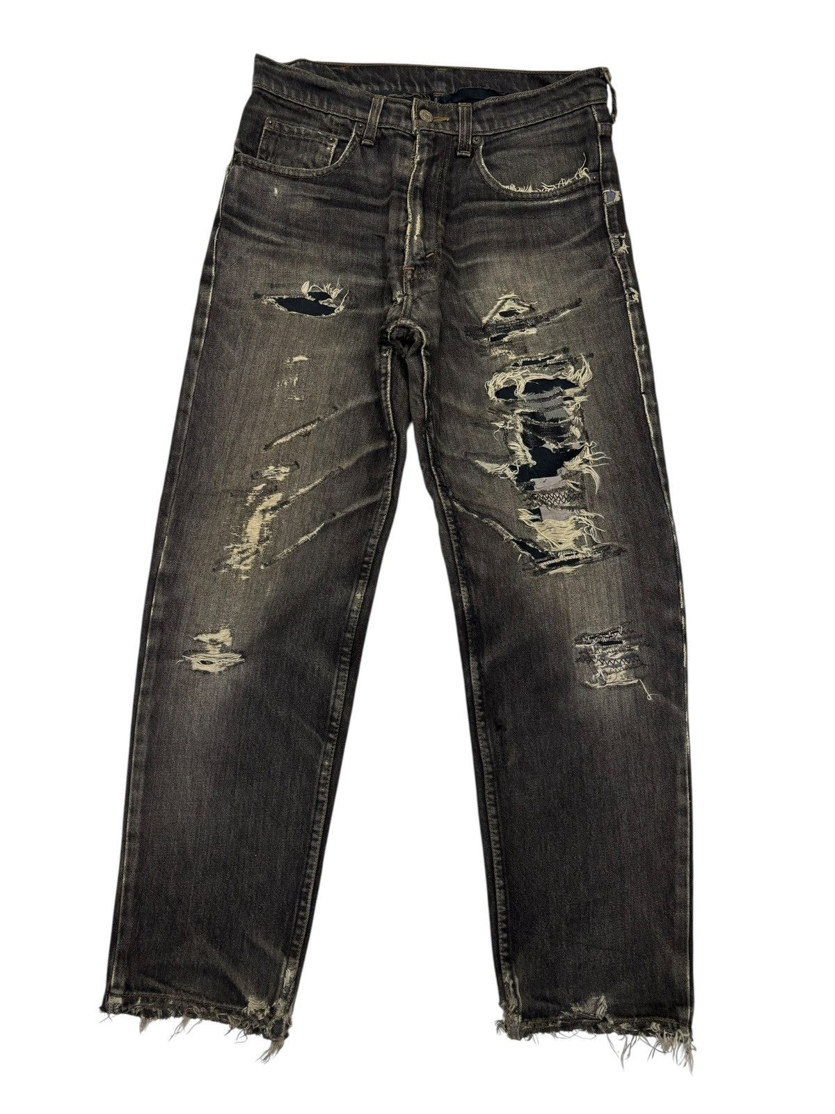 Levi's × Undercover Rare Levis Black Thrashed Destroyed Denim Jeans Size US 29 - 9 Thumbnail