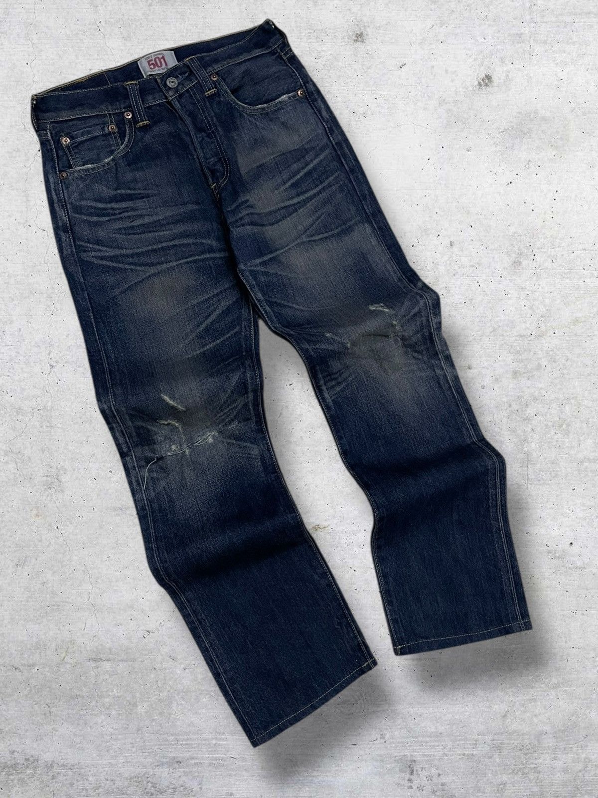Levi's Vintage Clothing VINTAGE 501 LEVIS USA DESIGNER 90S RIPPED INDIGO OG DENIM Size US 28 / EU 44 - 2 Thumbnail