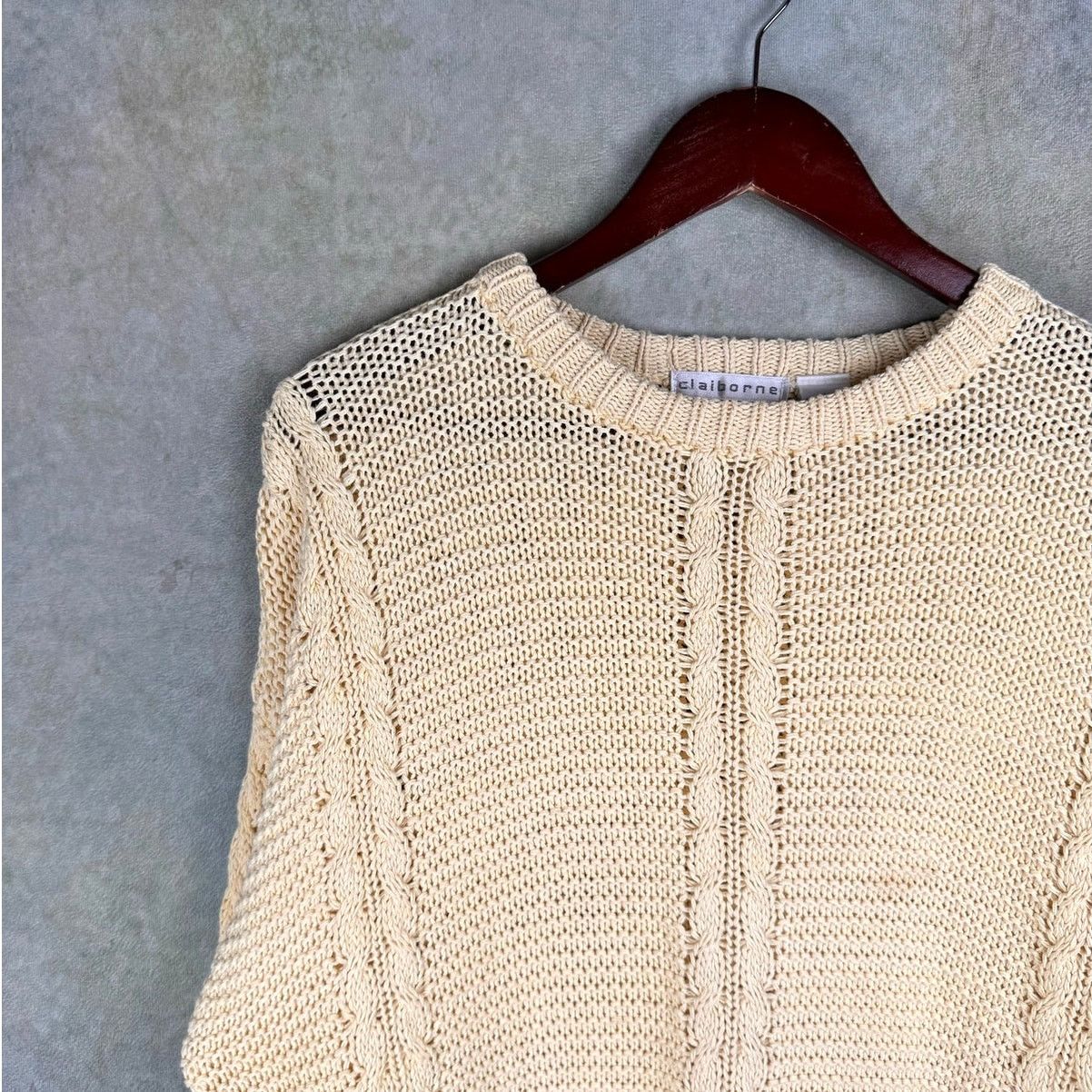 Liz Claiborne × Vintage VTG 90s Claiborne Cable Knit Sweater Mens Sz L Yellow Size US L / EU 52-54 / 3 - 5 Thumbnail